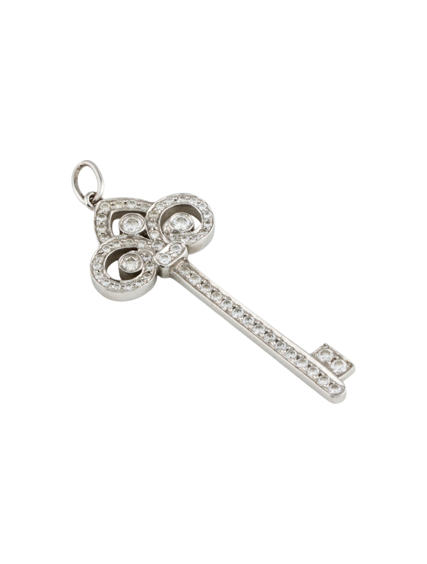 Tiffany & Co. Platinum Diamond Fleur De Lis Key Pendant