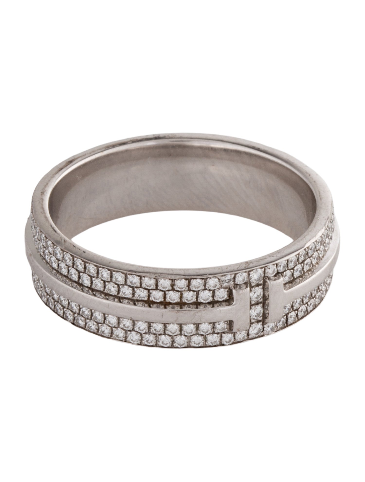 Tiffany & Co. 18K Diamond Pavé T Wide Ring