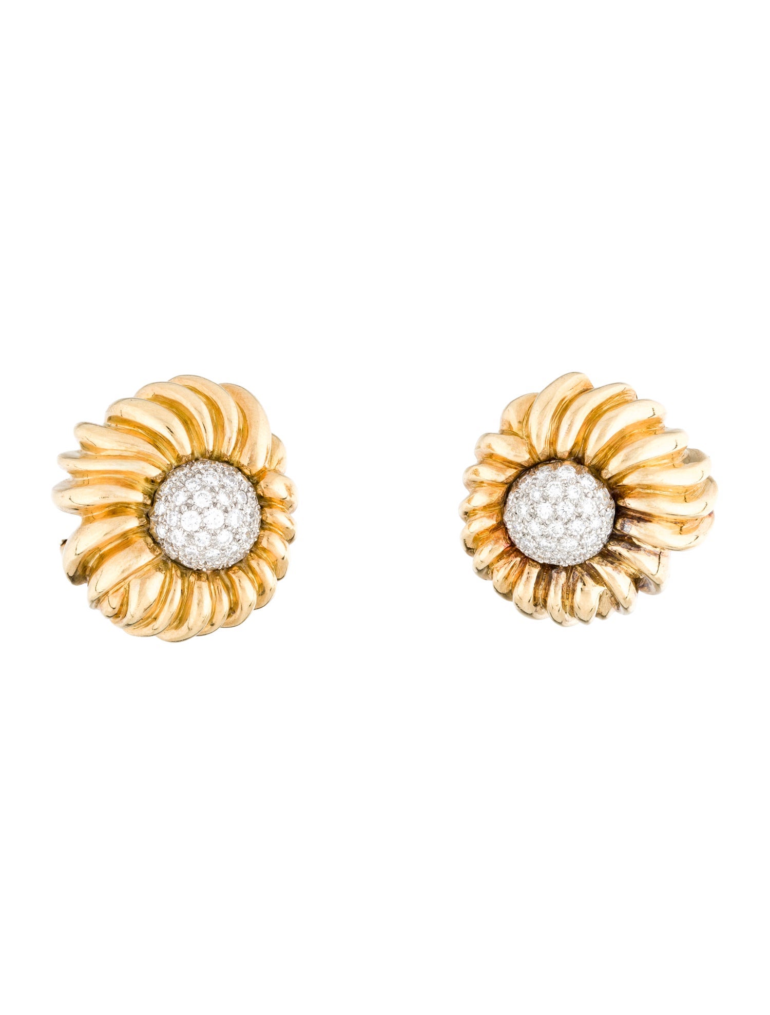 Tiffany & Co. Vintage 18K 1.65ctw Diamond Sunflower Earrings