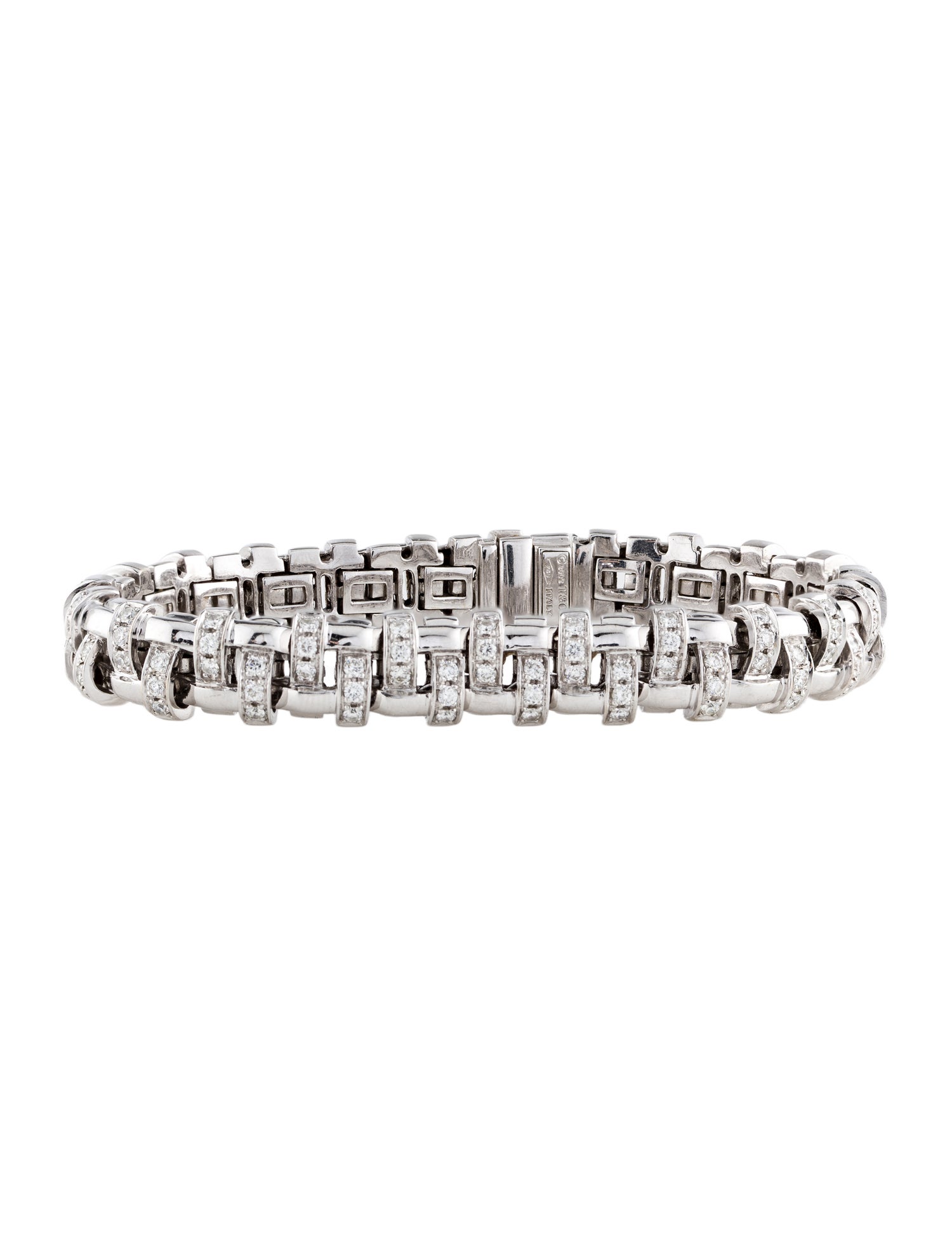 Tiffany & Co. Vintage 18K 2.76ctw Diamond Vannerie Basket Weave Bracelet