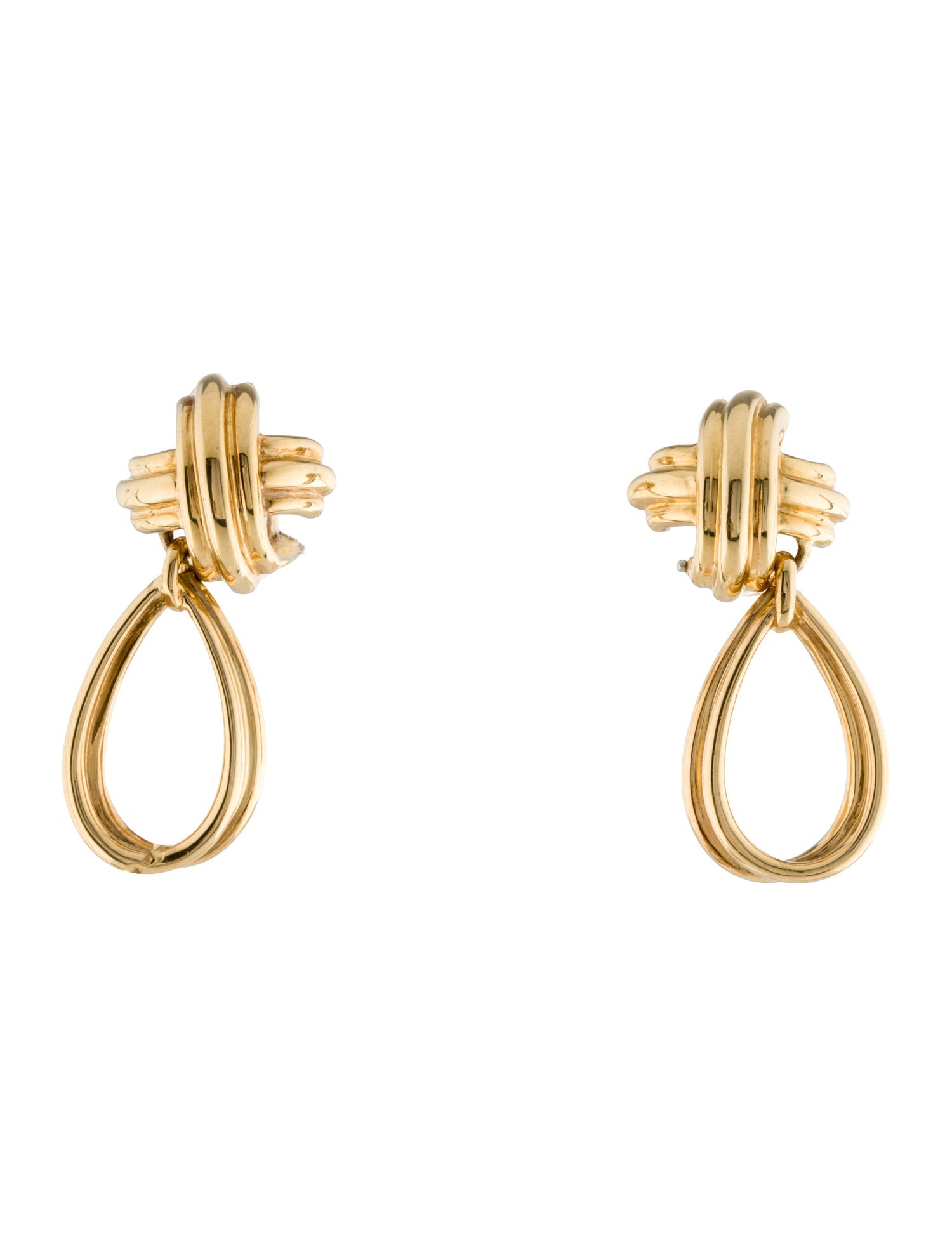Tiffany & Co. Vintage 18K Signature X Clip-On Drop Earrings