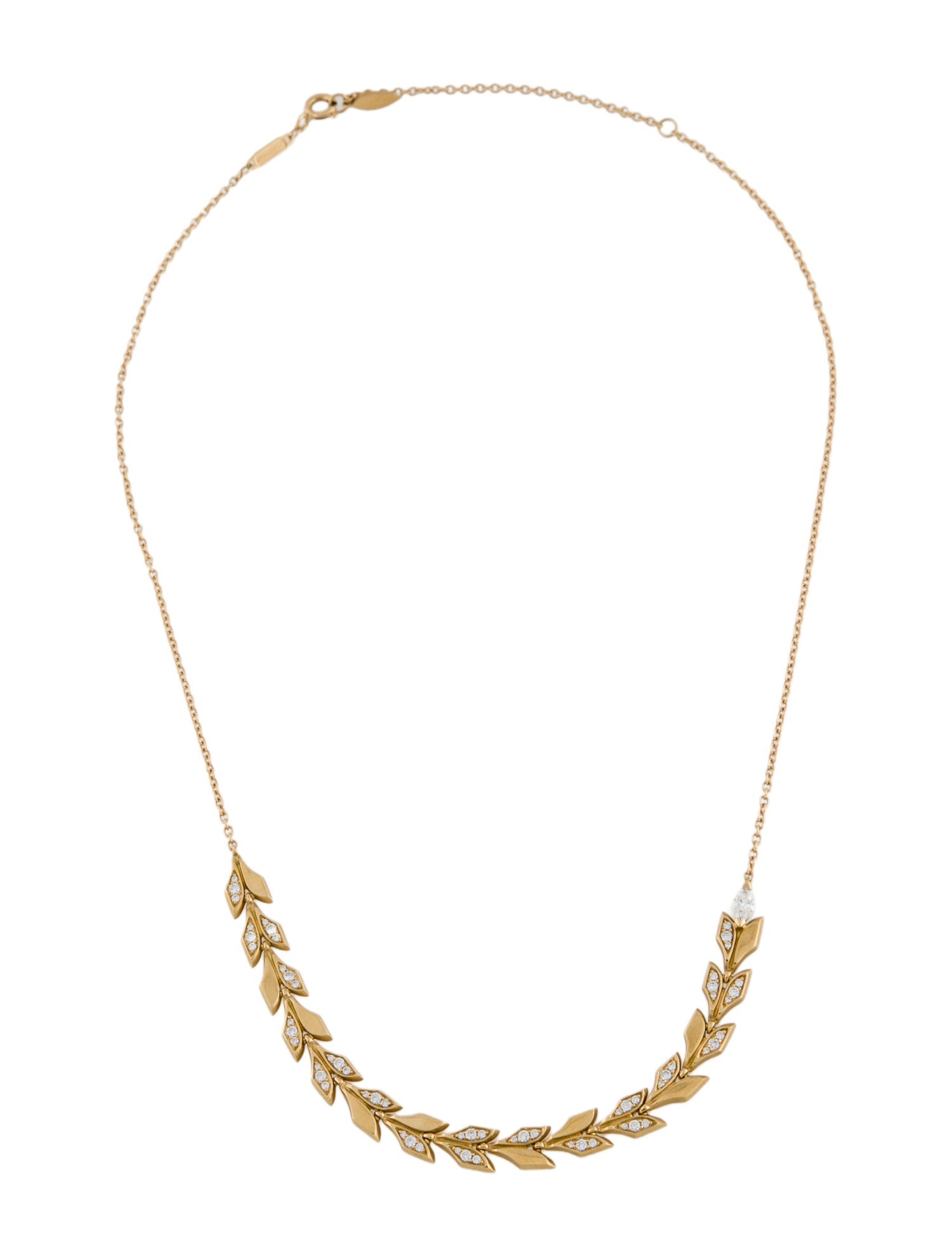 Tiffany & Co. 18K Diamond Vine East West Pendant Necklace