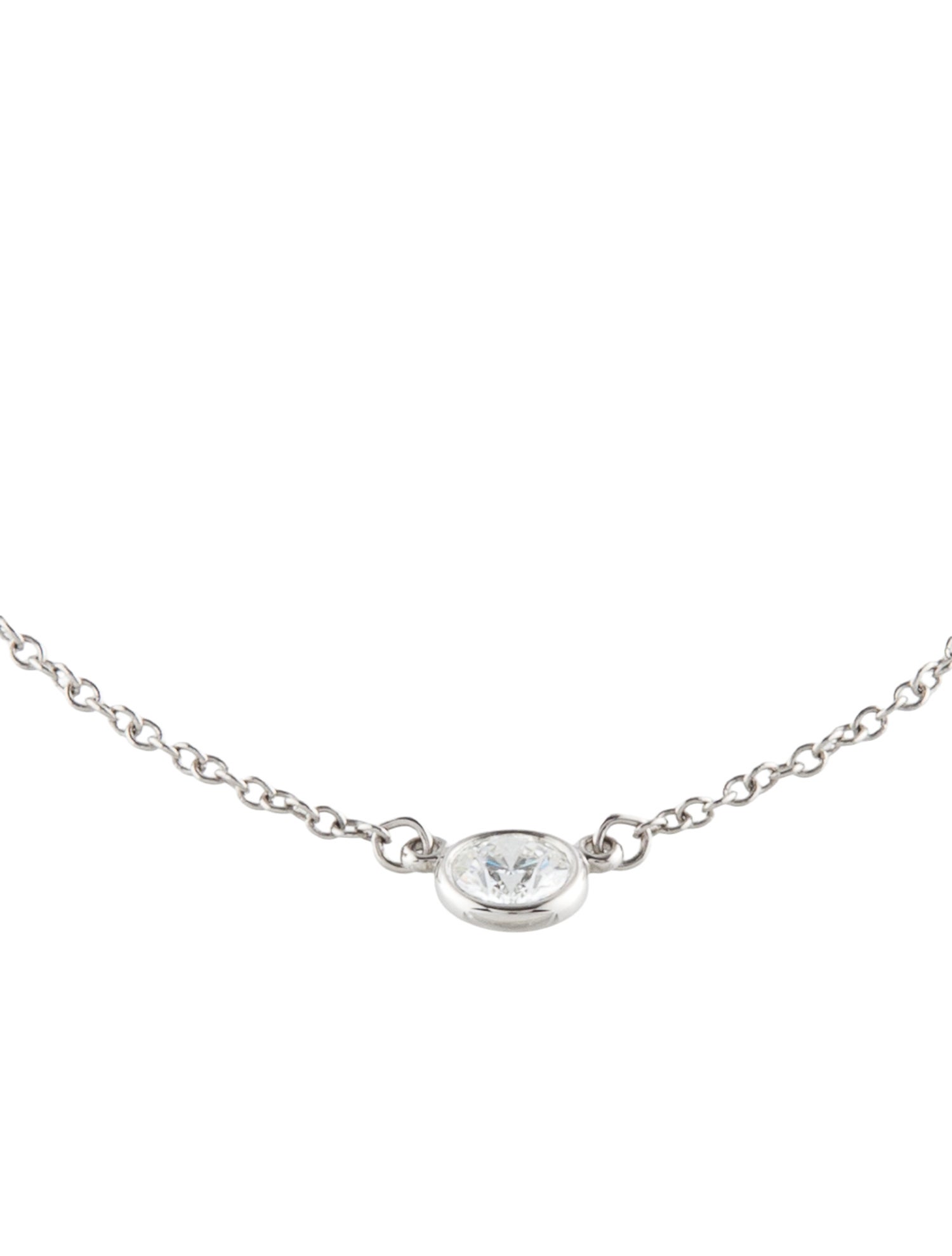 Tiffany & Co. Platinum Diamond by the Yard Solitaire Pendant Necklace