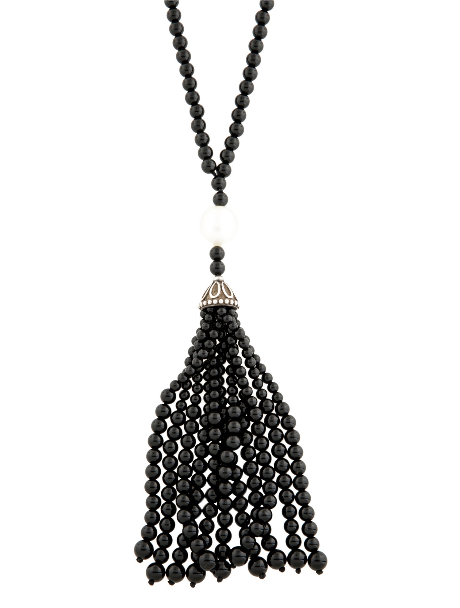 Tiffany & Co. Pearl & Onyx Ziegfeld Tassel Necklace