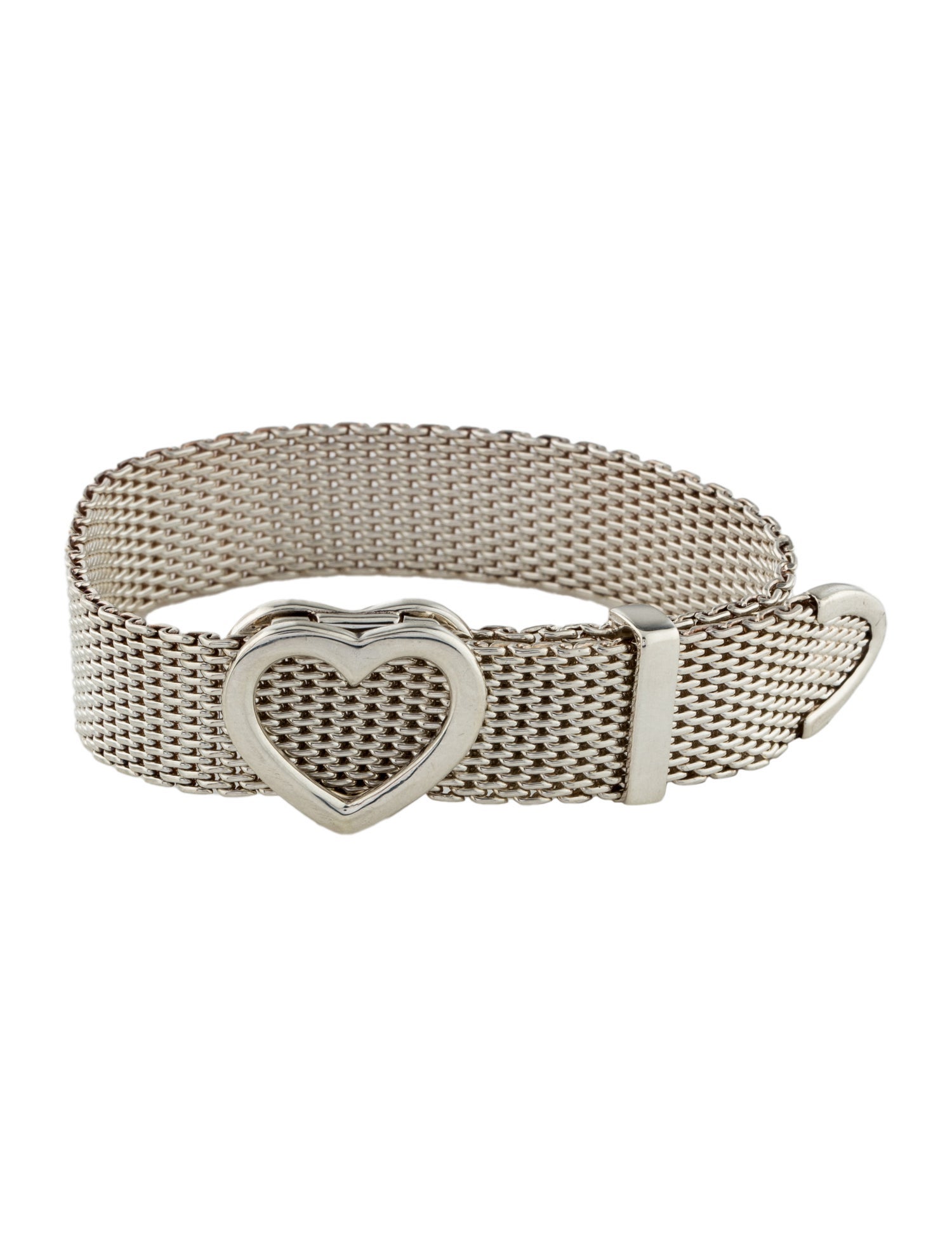 Tiffany & Co. Mesh Link Heart Buckle Bracelet