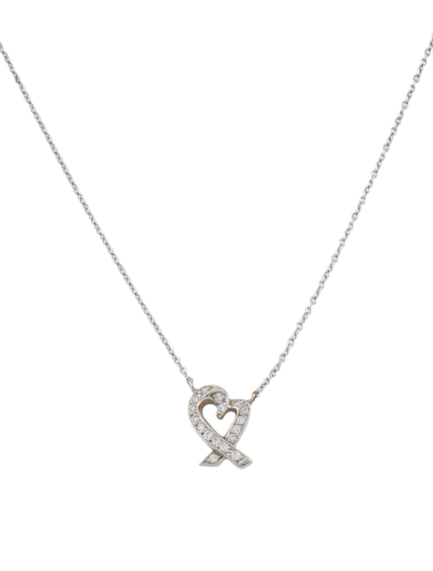 Tiffany & Co. Platinum Diamond Loving Heart Pendant Necklace