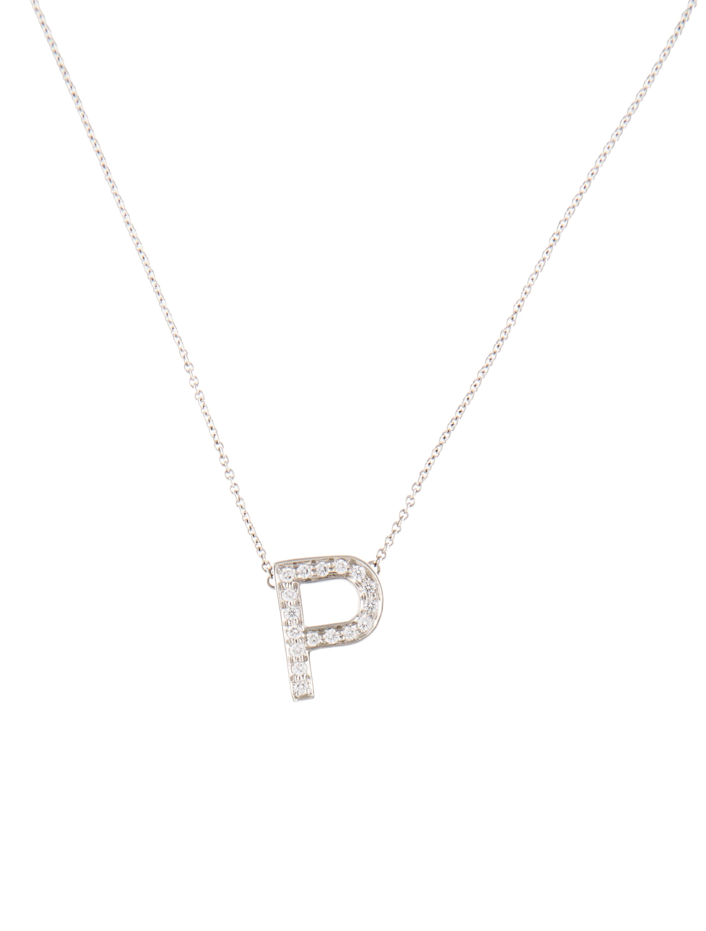 Tiffany & Co. Platinum Diamond Initial 'P' Pendent Necklace