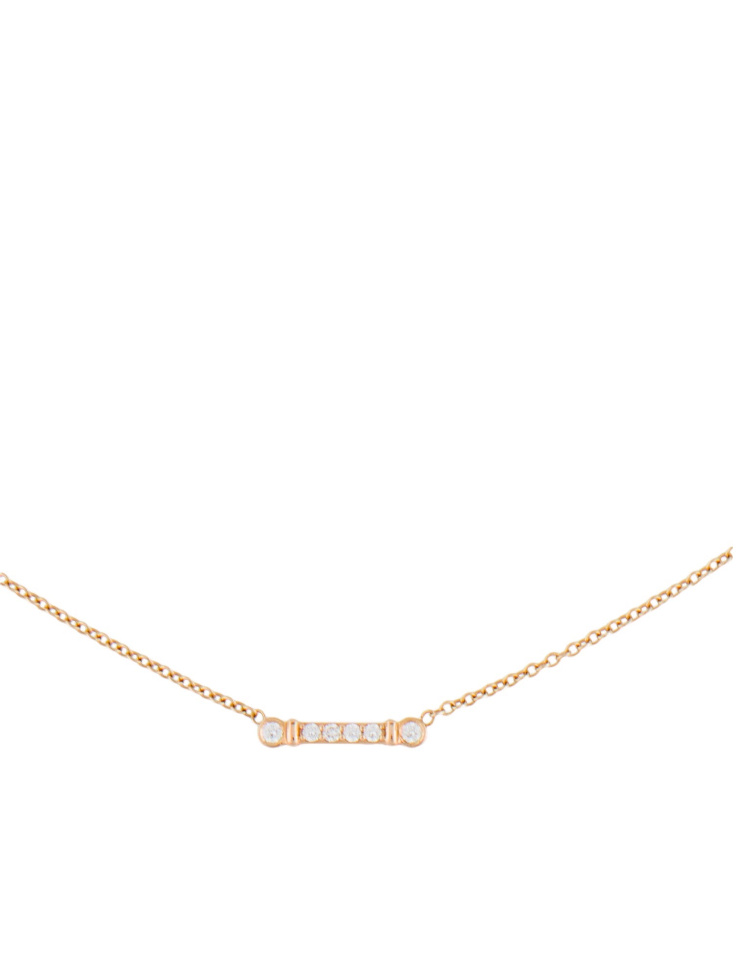 Tiffany & Co. 18K Diamond Fleur de Lis Key Bar Pendant Necklace