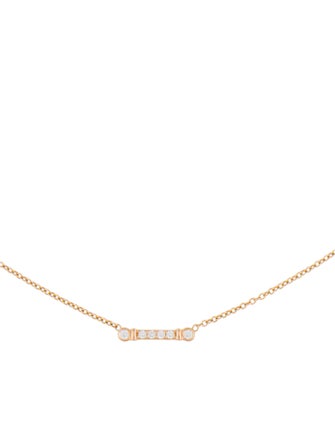 Tiffany & Co. 18K Diamond Fleur de Lis Key Bar Pendant Necklace