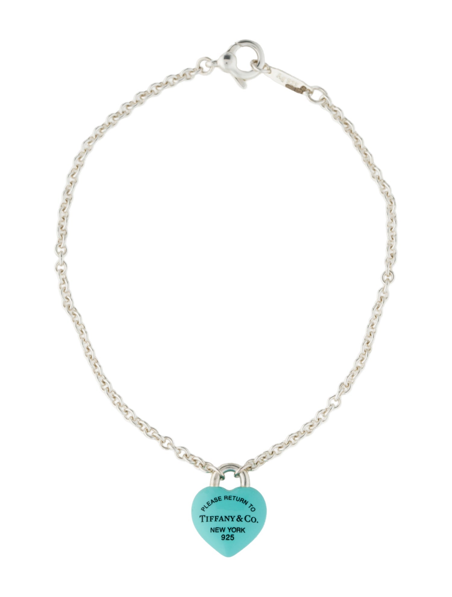 Tiffany & Co. Enamel Full Heart Tag Charm Bracelet