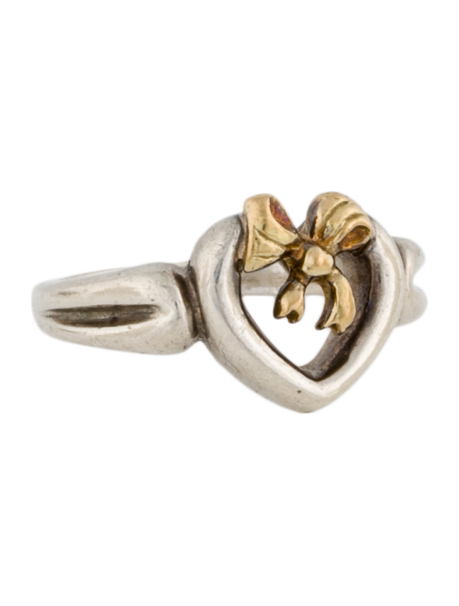 Tiffany & Co. Vintage Two-Tone Ribbon Heart Cocktail Ring