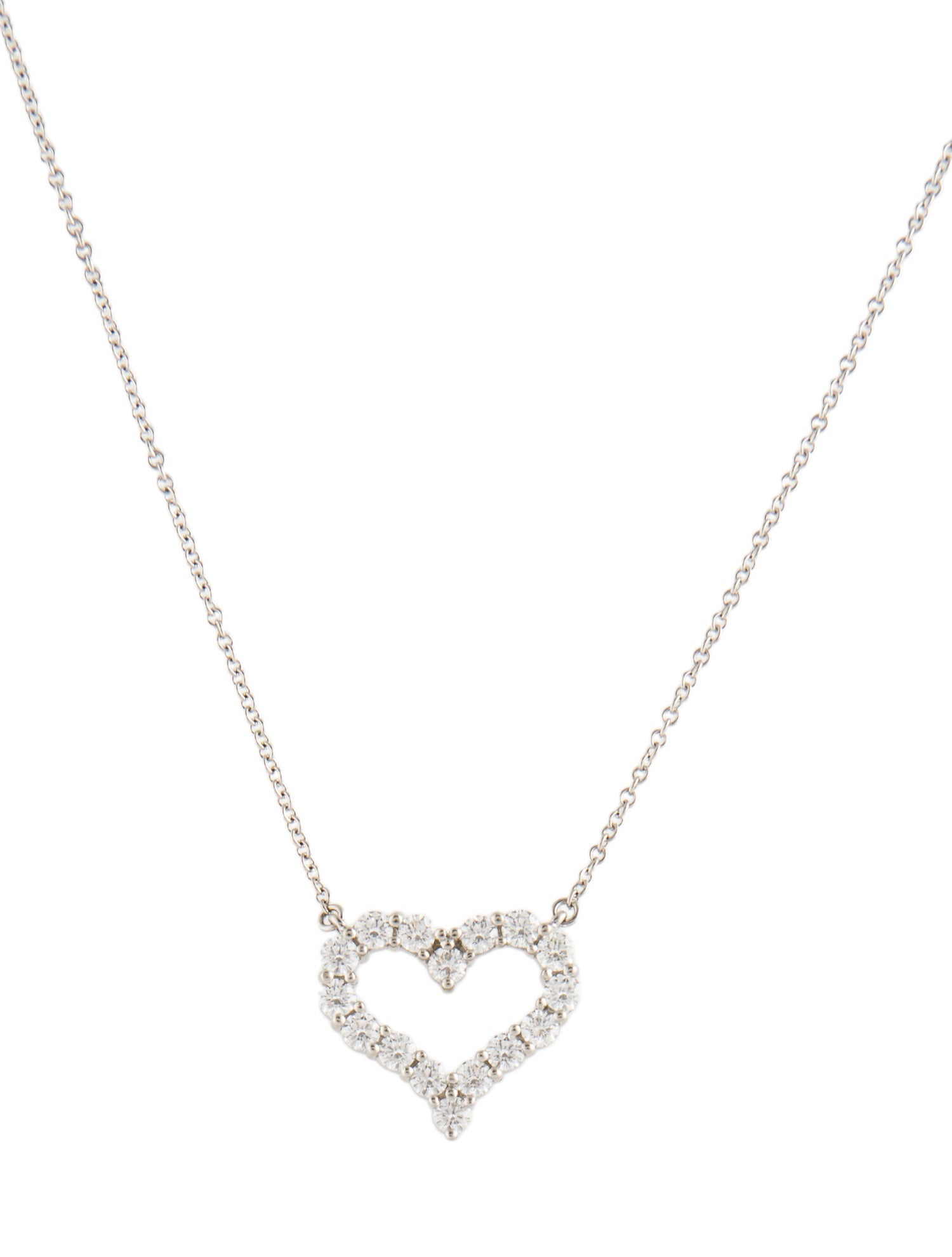 Tiffany & Co. Platinum Diamond Heart Pendant Necklace