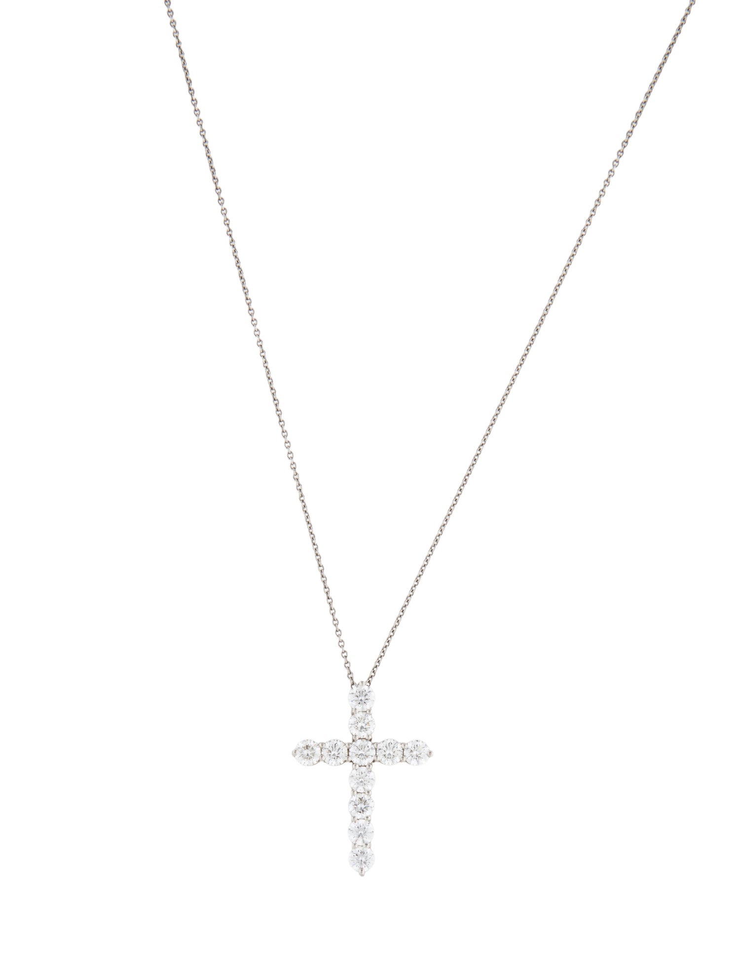 Tiffany & Co. Platinum 1.71ctw Diamond Cross Pendant Necklace