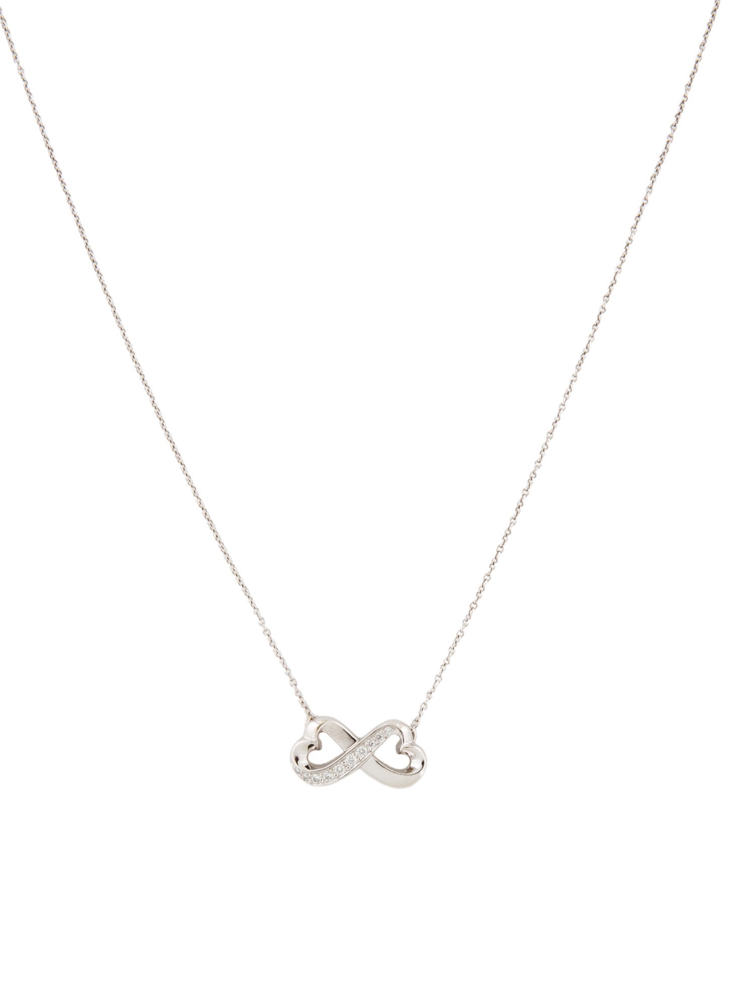 Tiffany & Co. 18K Diamond Infinity Heart Pendant Necklace