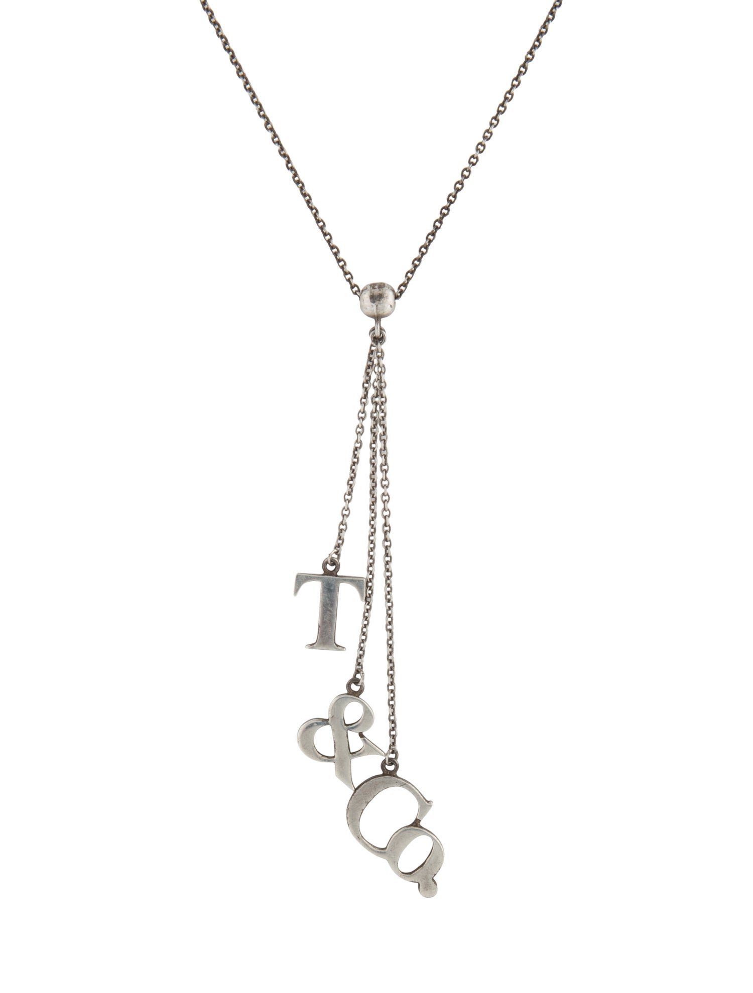 Tiffany & Co. T & Co Letter Logo Drop Pendant Necklace