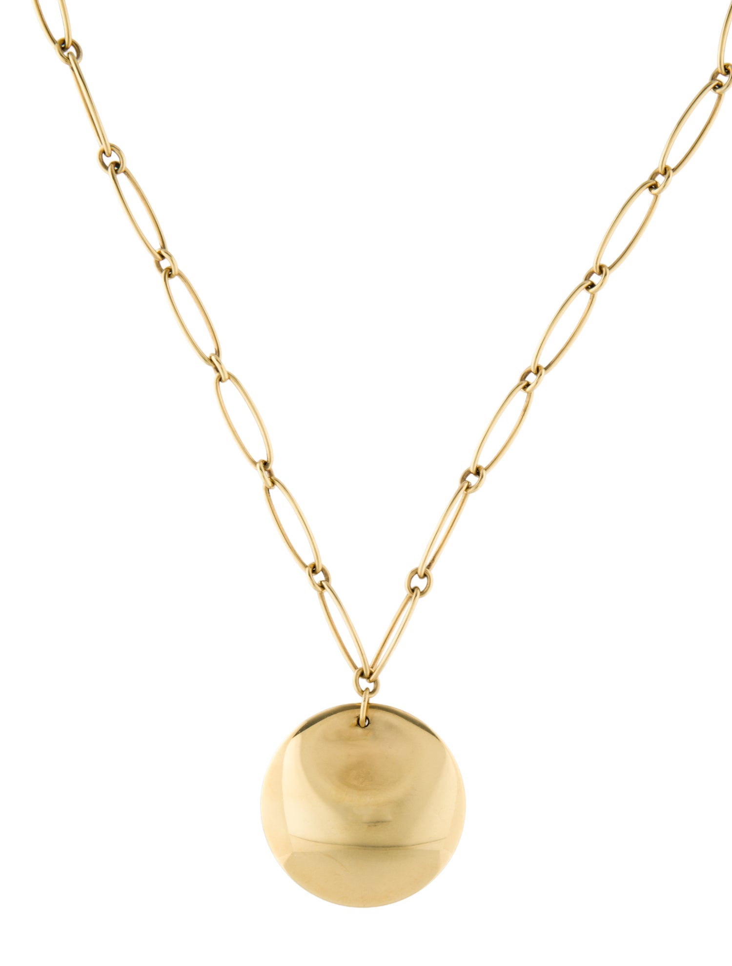 Tiffany & Co. 18K Round Disc Pendant Link Necklace