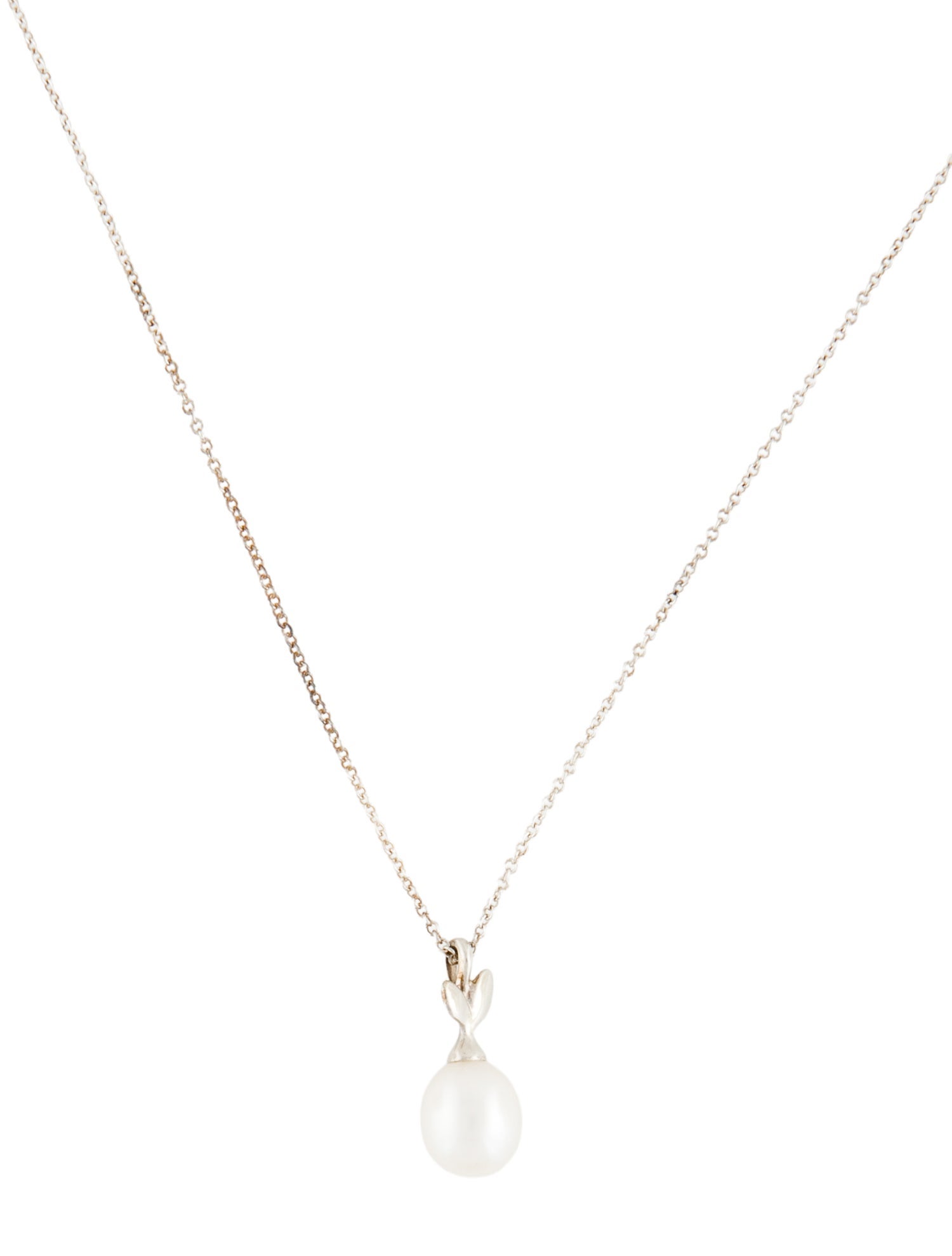 Tiffany & Co. Pearl Olive Leaf Pendant Necklace