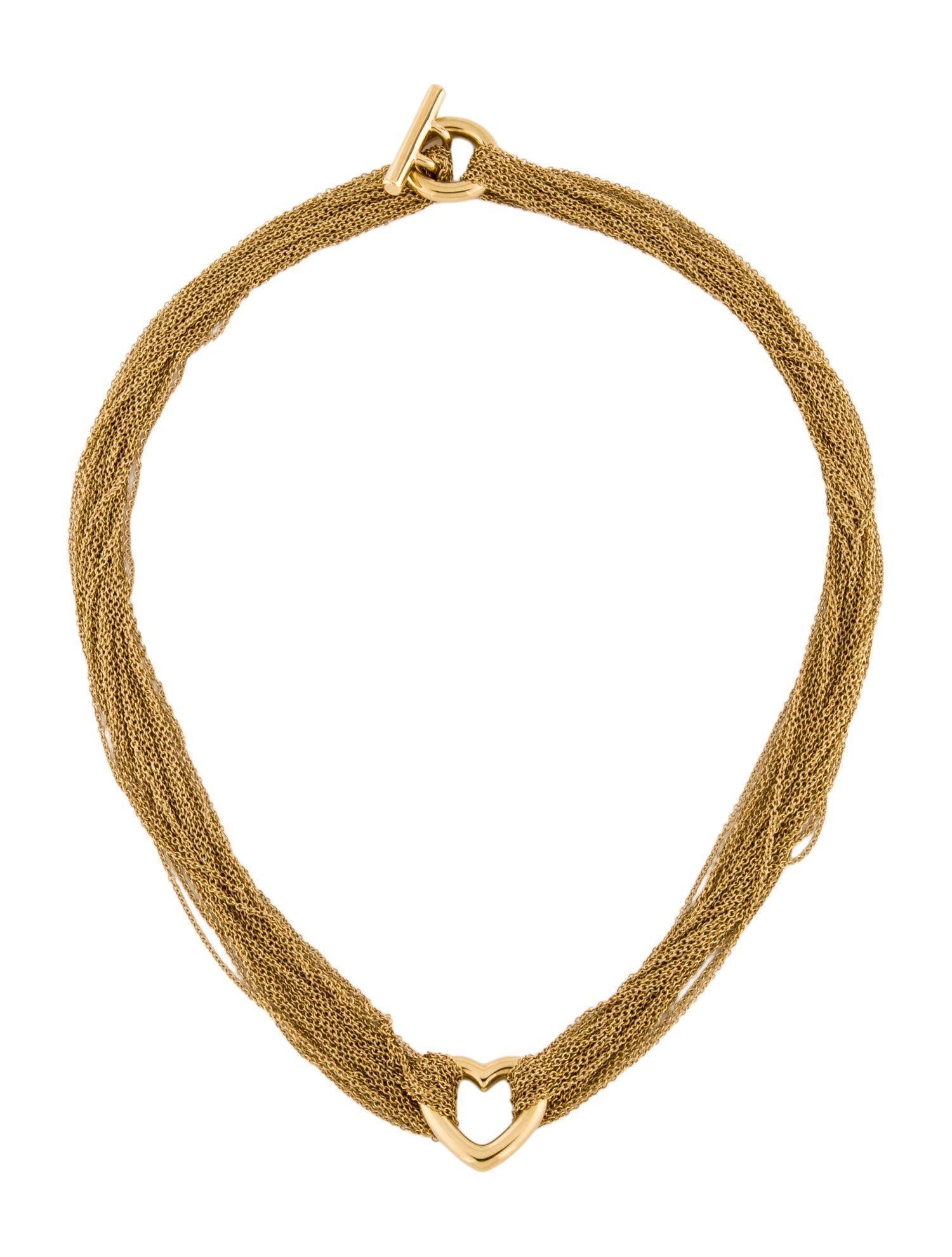 Tiffany & Co. 18K Heart Multistrand Mesh Necklace