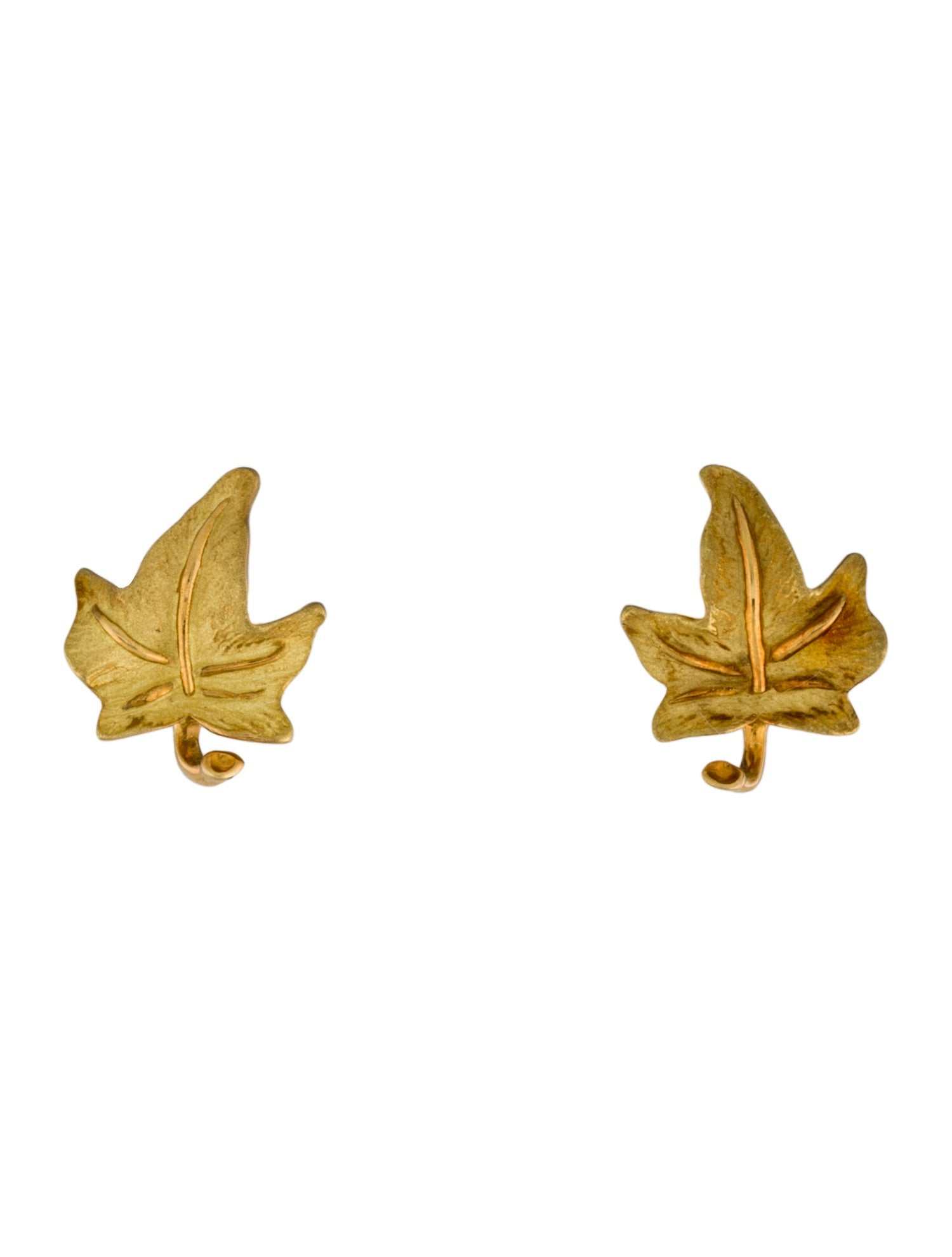 Tiffany & Co. Vintage 18K Maple Leaf Stud Earrings