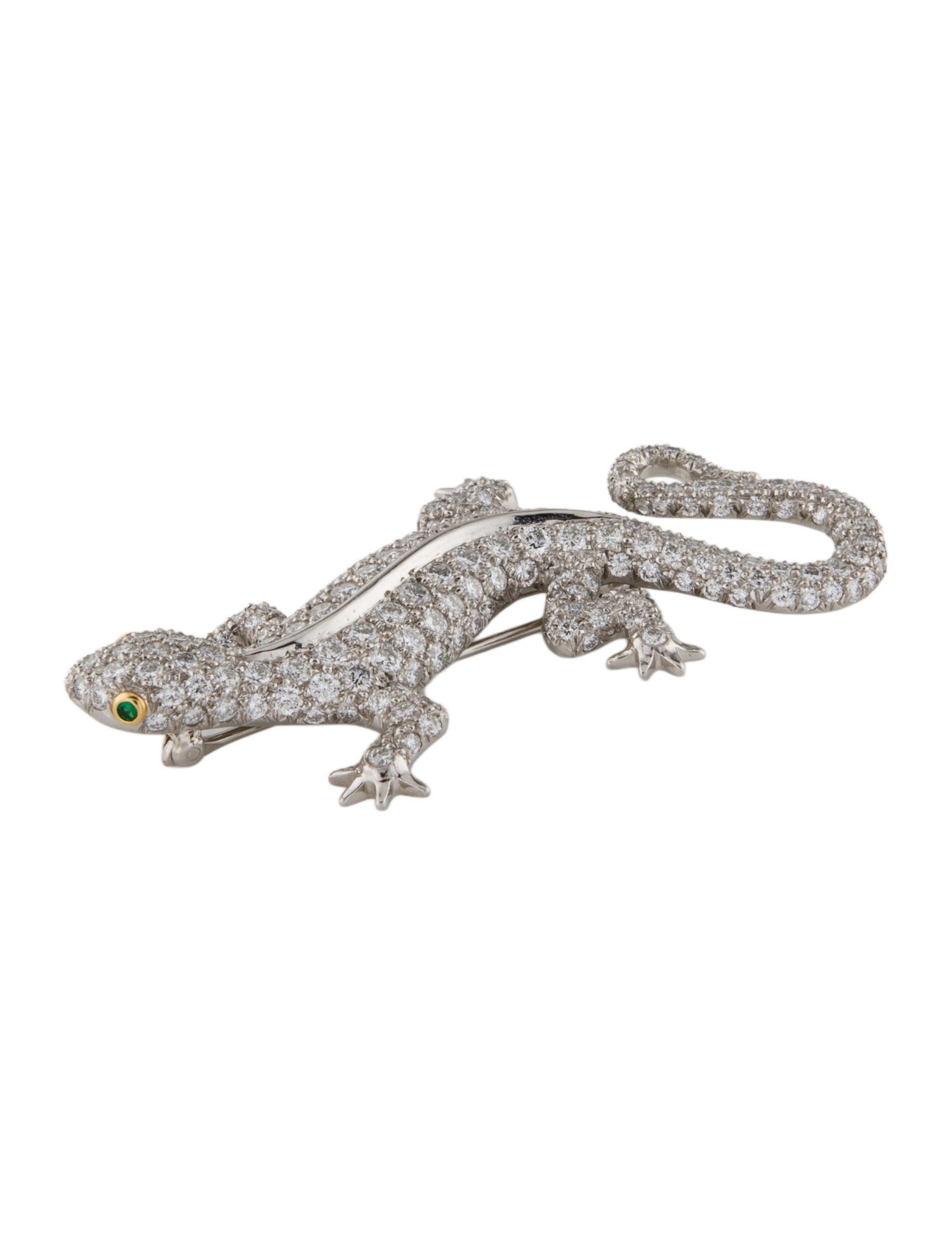 Tiffany & Co. Vintage Platinum 4.50ctw Diamond Cord Lizard Pendant Brooch