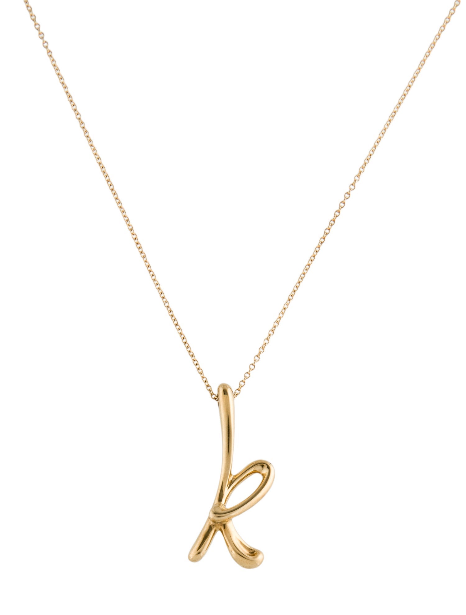 Tiffany & Co. 18K Small 'K' Alphabet Pendant Necklace