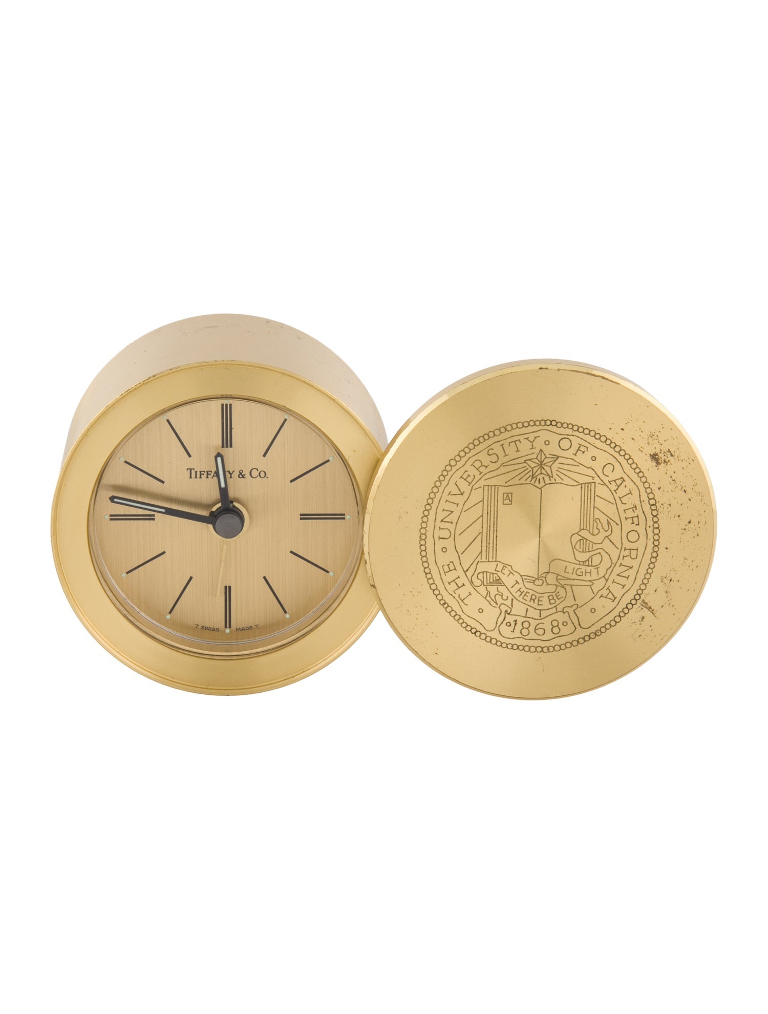 Tiffany & Co. Tiffany & Co USC Trojans Engraved Brass Swiss Made Travel Alarm Swivel Clock