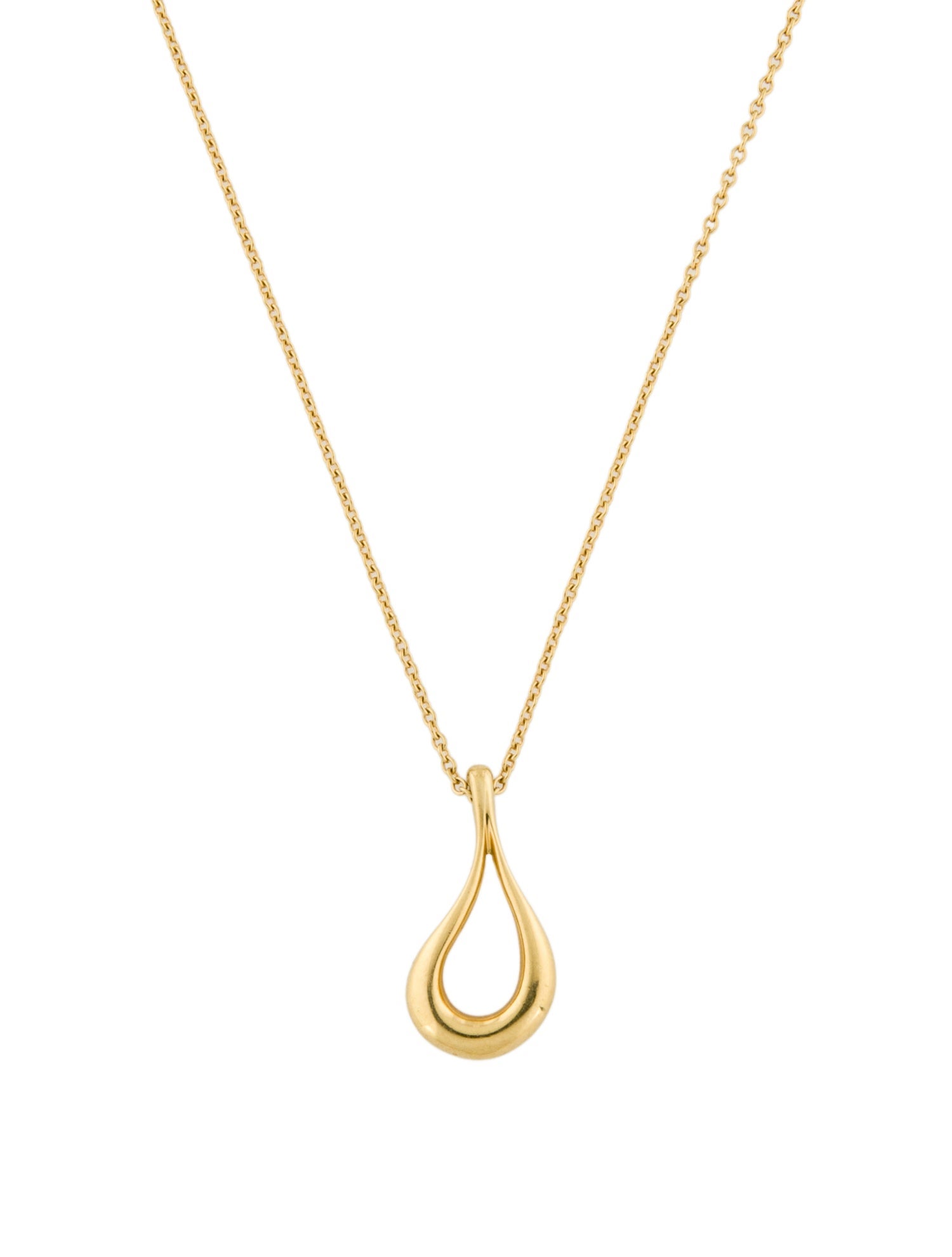 Tiffany & Co. Vintage 18K Open Tear Drop Pendant Necklace