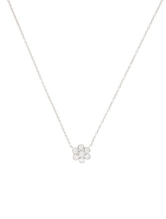 Tiffany & Co. Platinum Diamond Flower Pendant Necklace