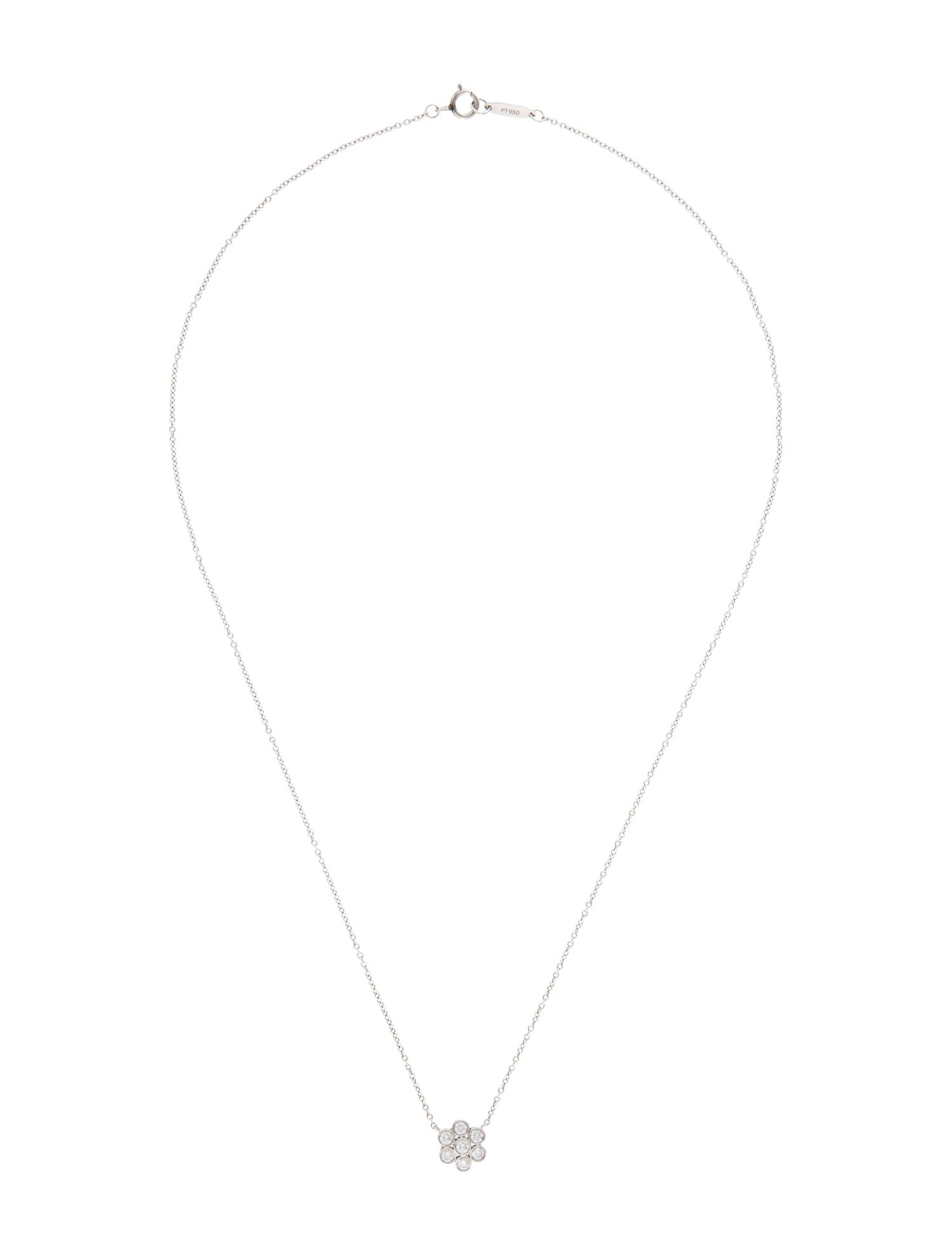 Tiffany & Co. Platinum Diamond Flower Pendant Necklace