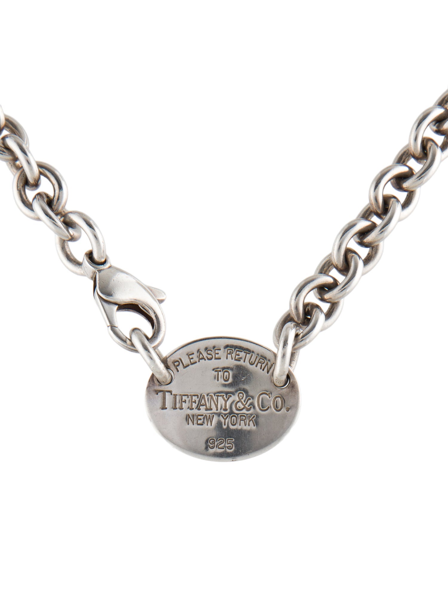 Tiffany & Co. Oval Tag Chain Link Choker Necklace