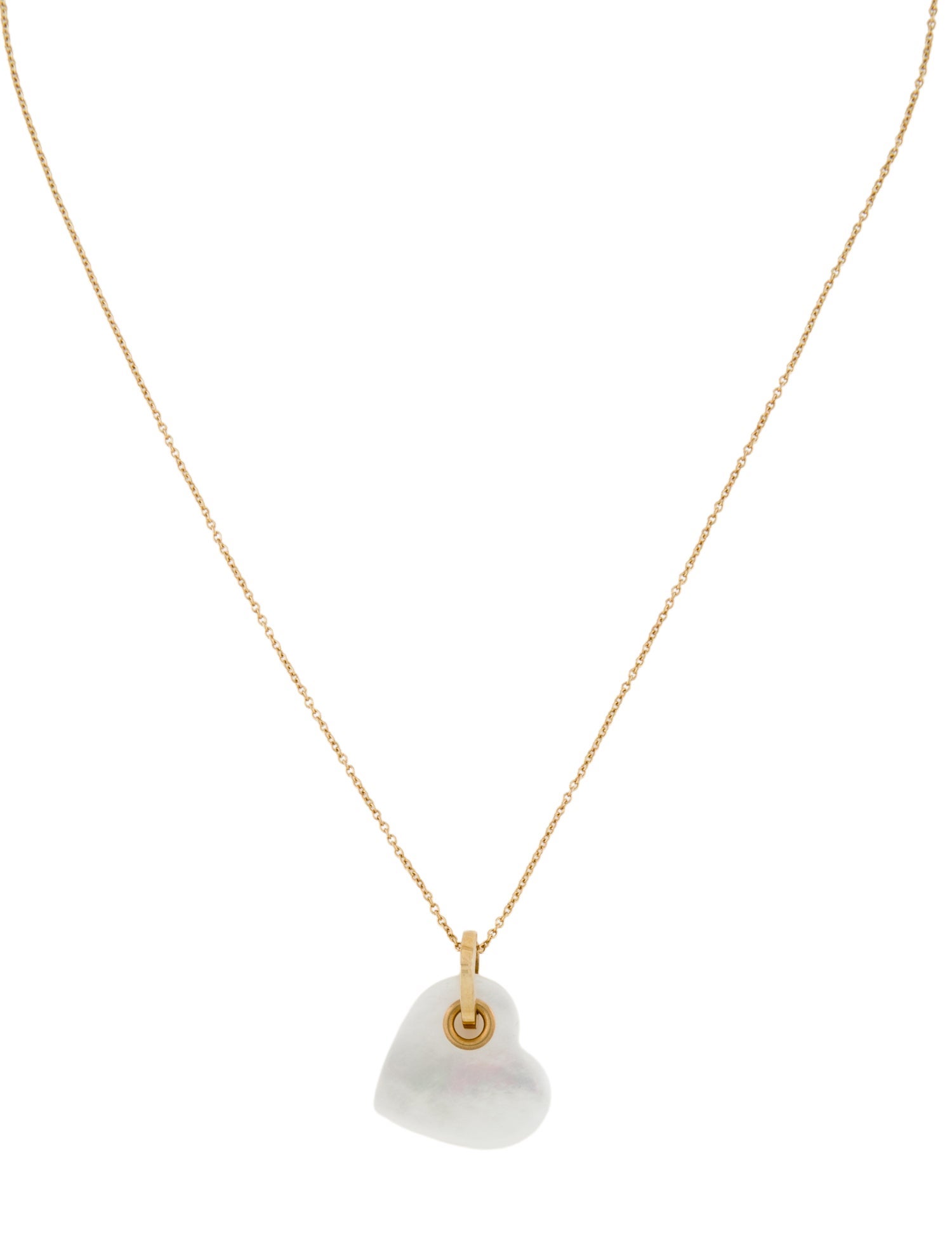 Tiffany & Co. 18K Mother Of Pearl Heart Pendant Necklace