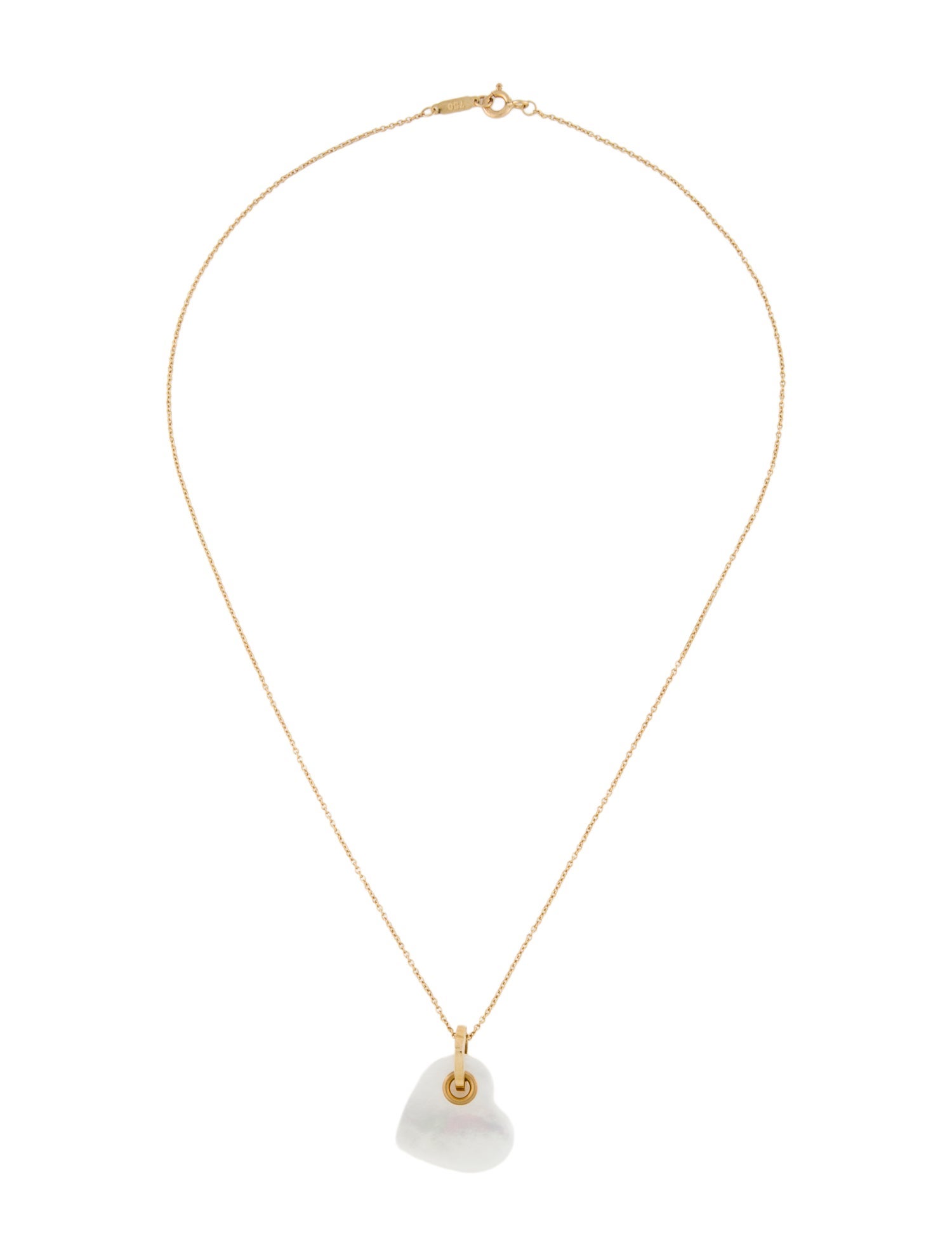 Tiffany & Co. 18K Mother Of Pearl Heart Pendant Necklace