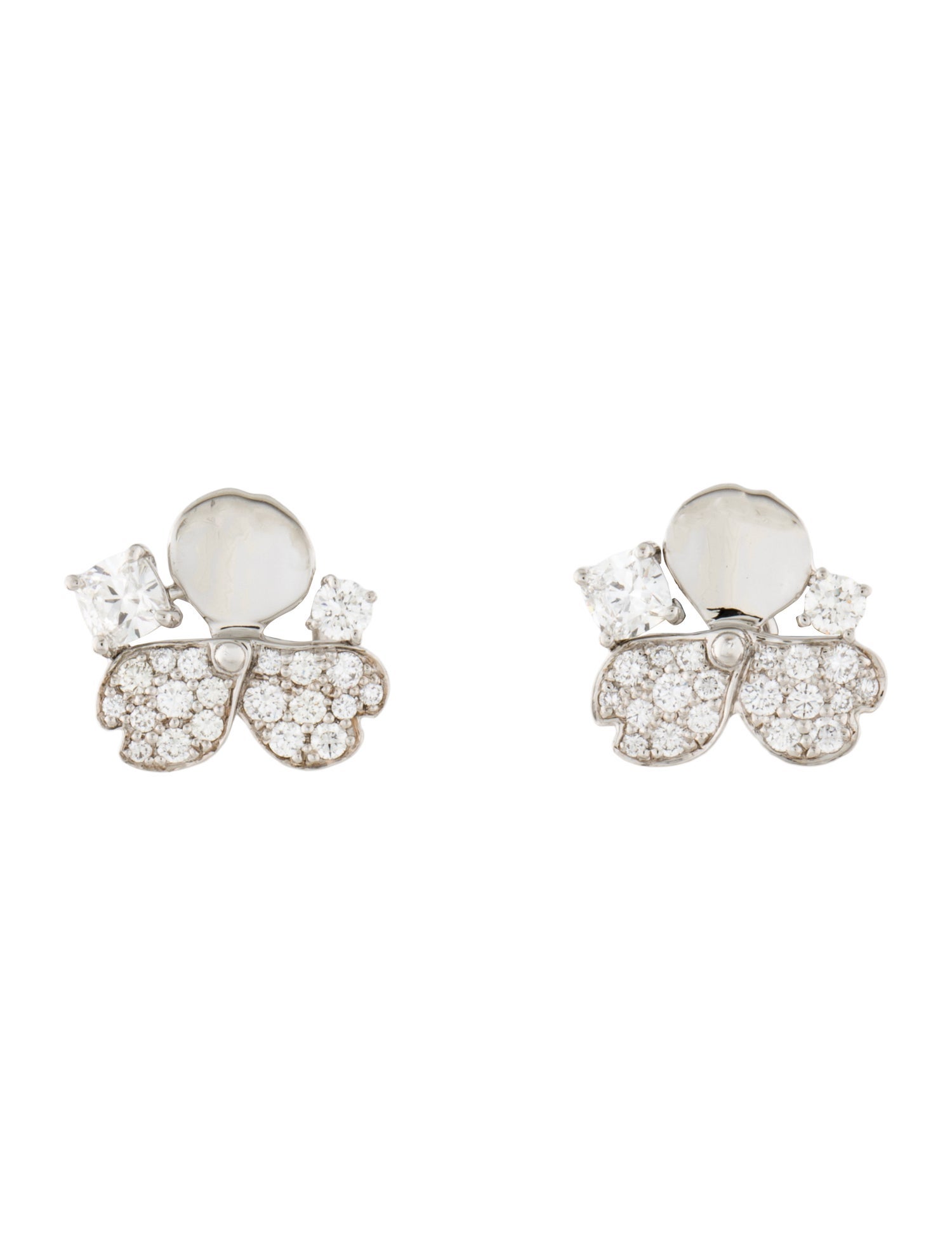 Tiffany & Co. Platinum Diamond Paper Flower Stud Earrings
