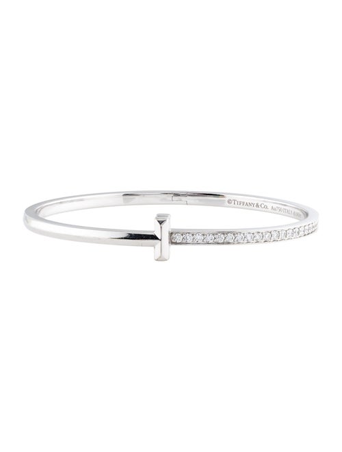 Tiffany & Co. 18K 1.00ctw Diamond T1 Narrow Hinged Bangle