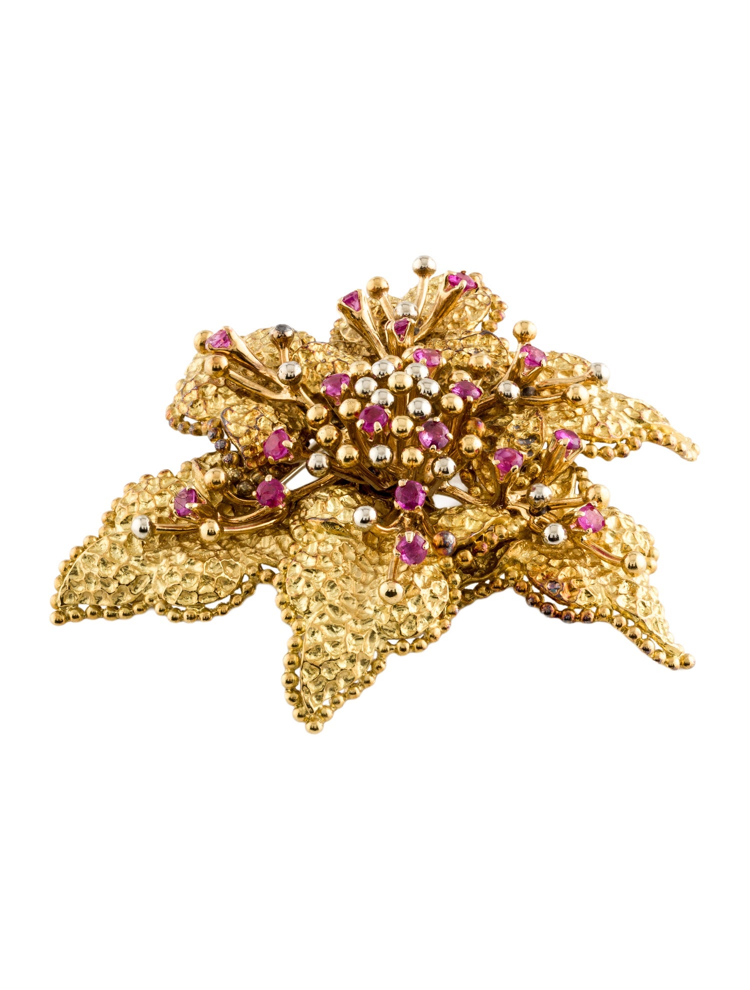 Tiffany & Co. Vintage 18K Ruby Flower Brooch
