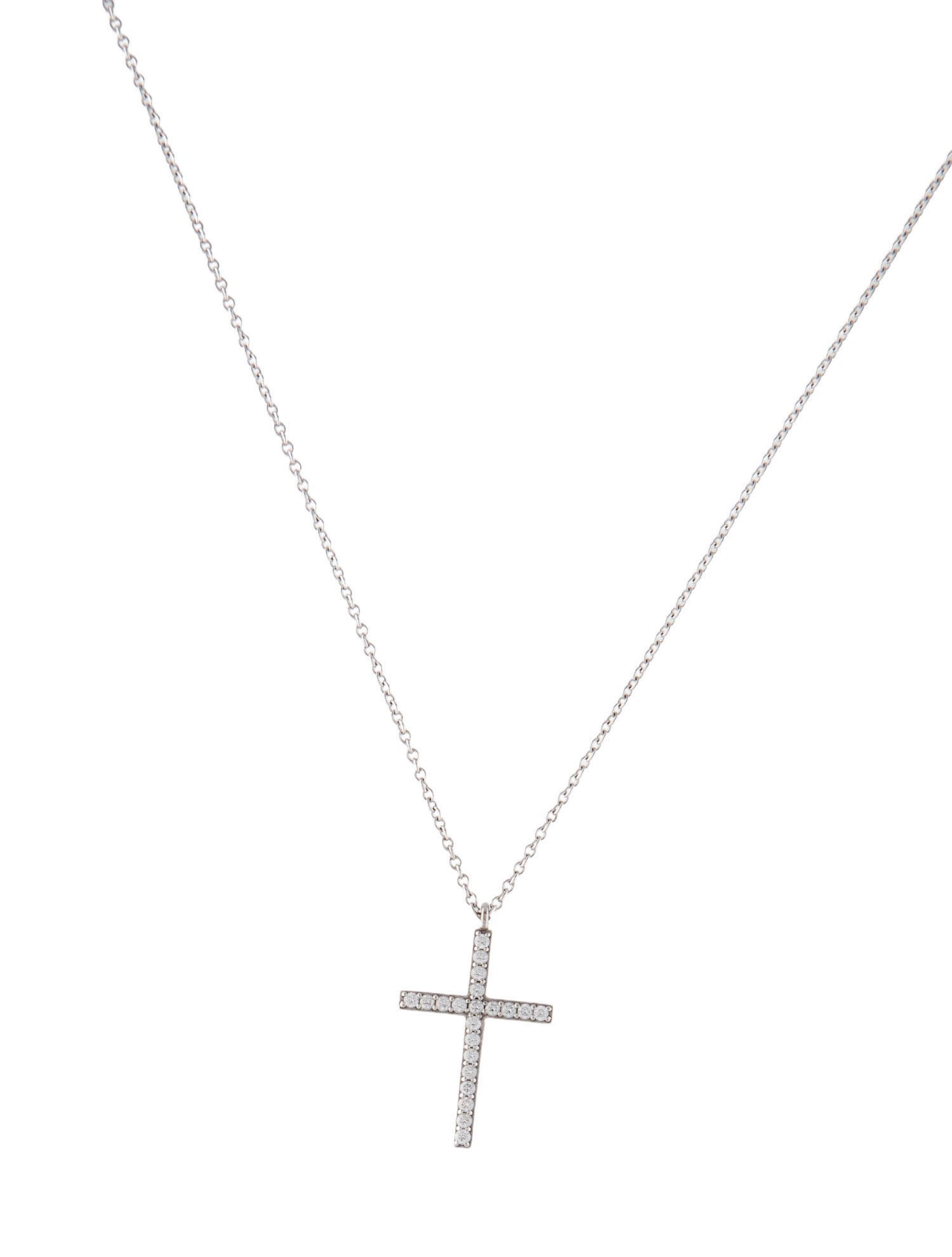 Tiffany & Co. 18K Diamond Cross Pendant Necklace