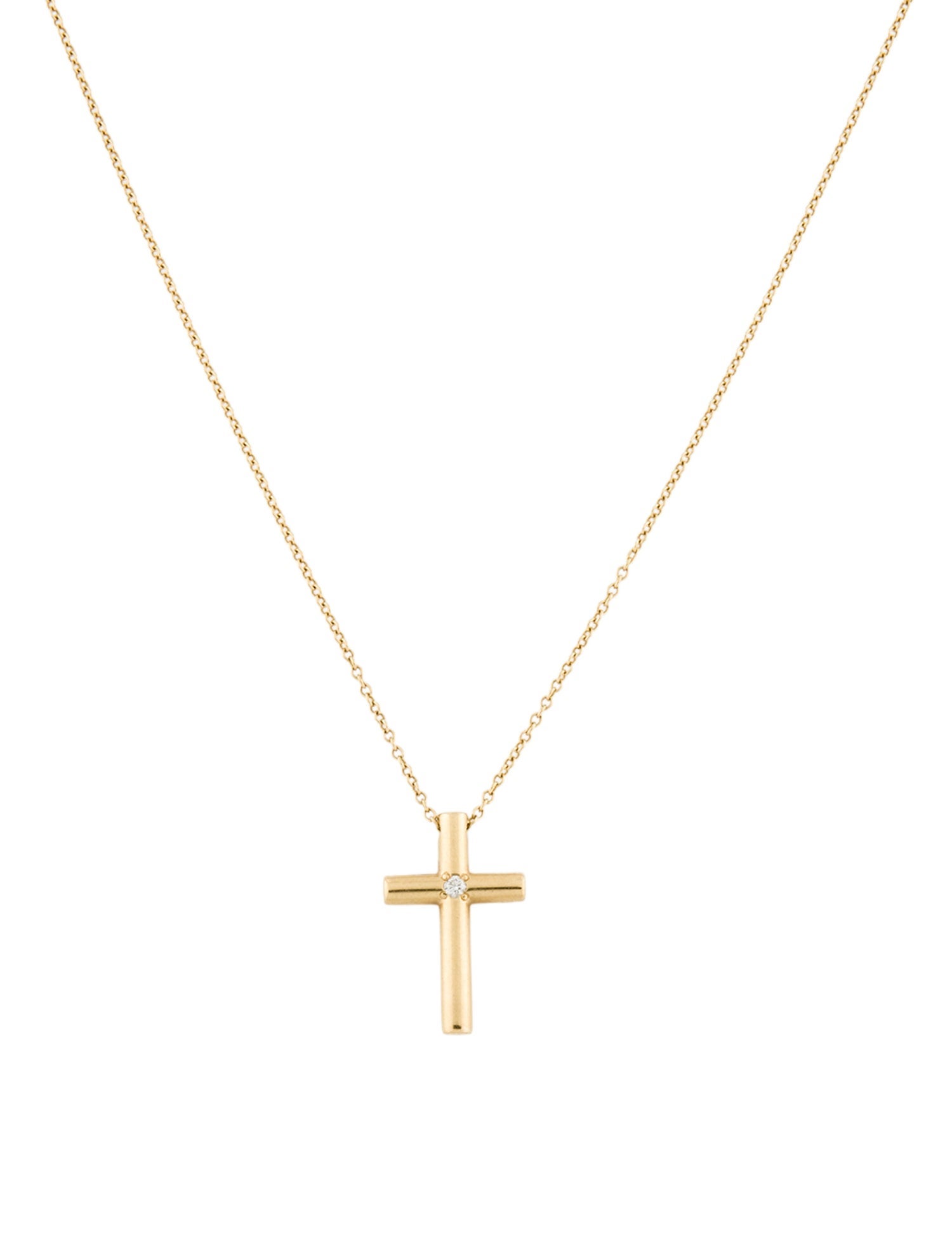 Tiffany & Co. 18K Diamond Cross Pendant Necklace