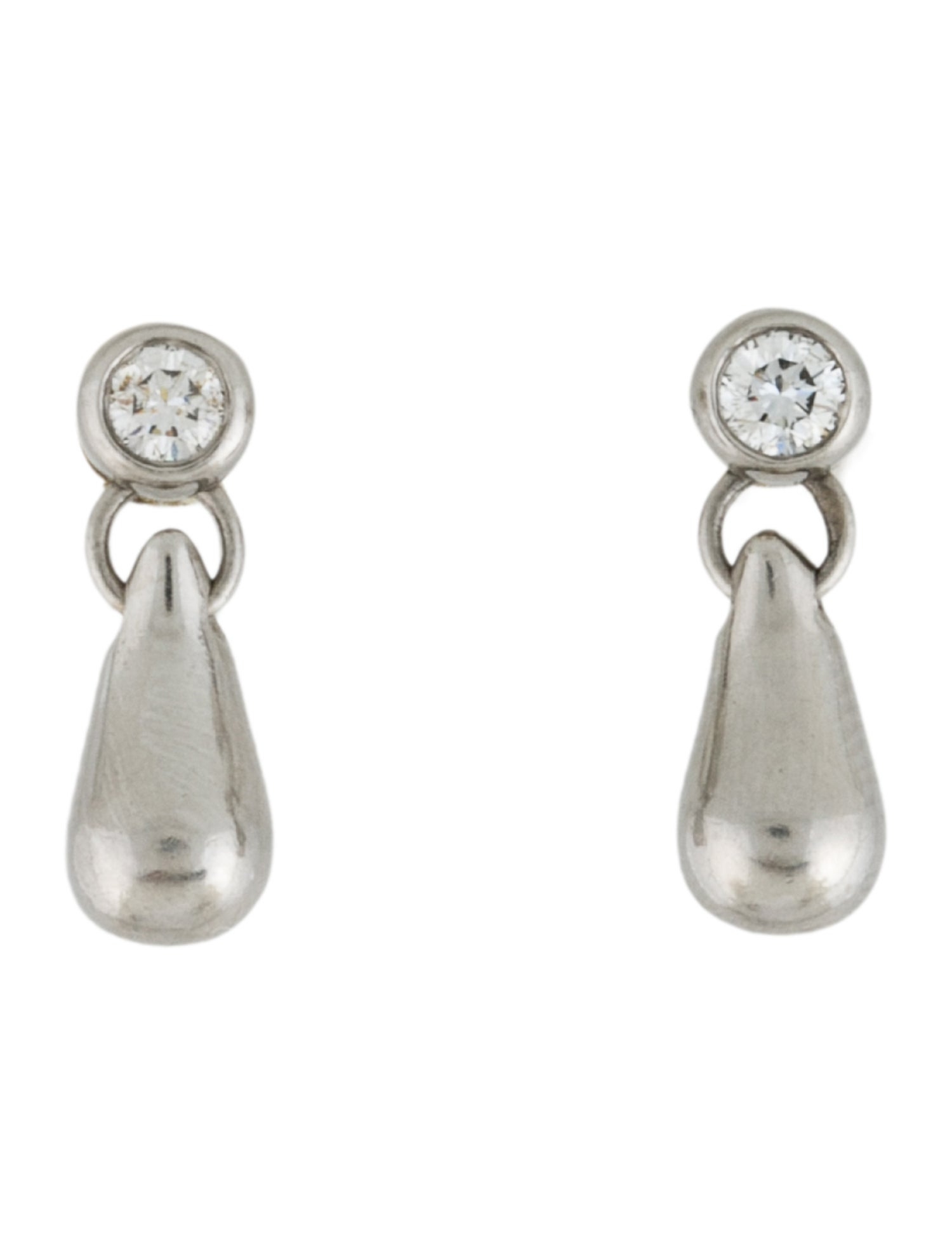 Tiffany & Co. Platinum Diamond Teardrop Earrings