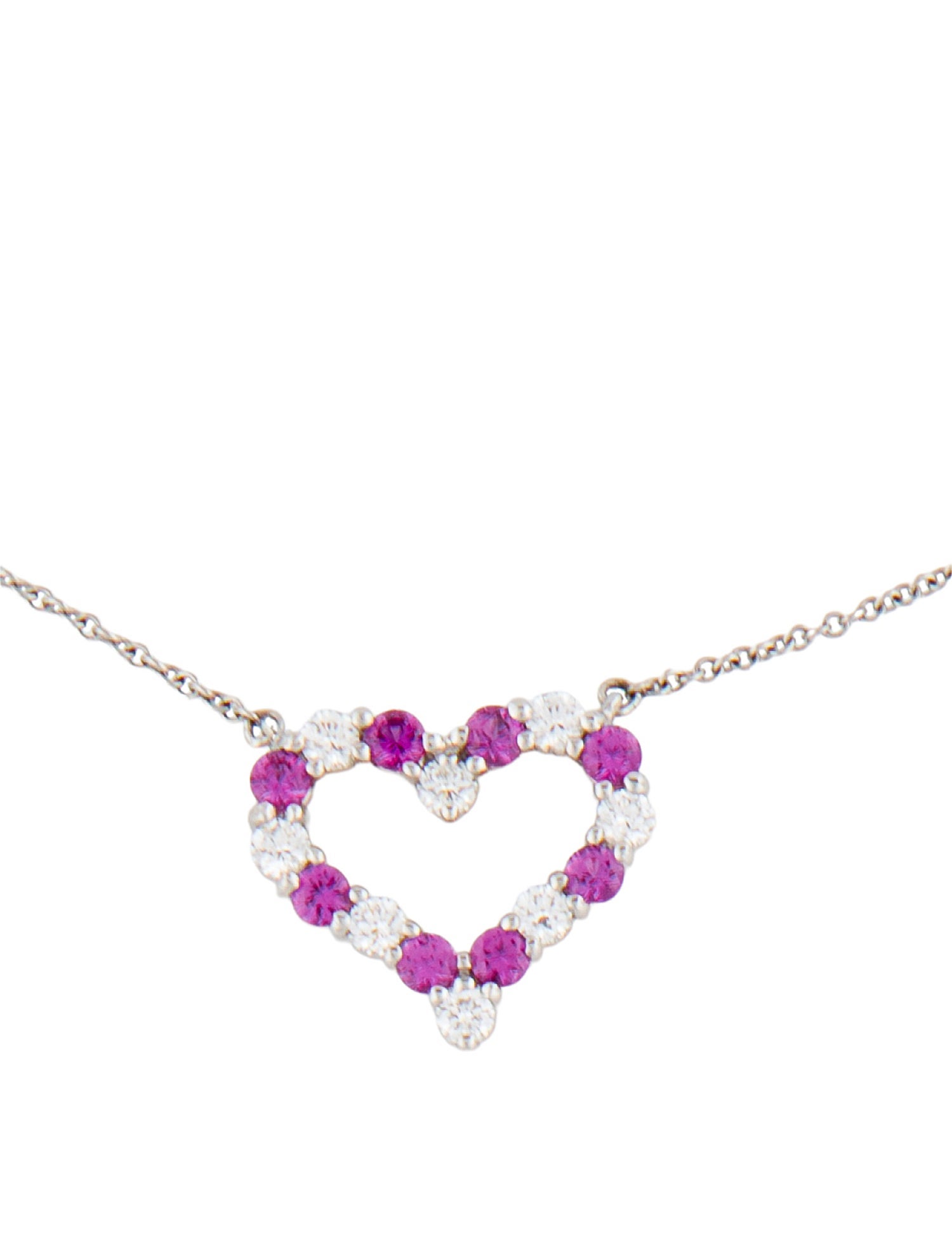 Tiffany & Co. Platinum Sapphire & Diamond Heart Pendant Necklace
