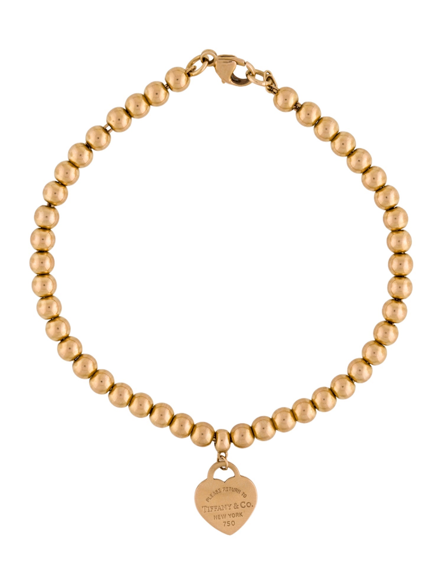 Tiffany & Co. 18K Heart Tag Bead Bracelet