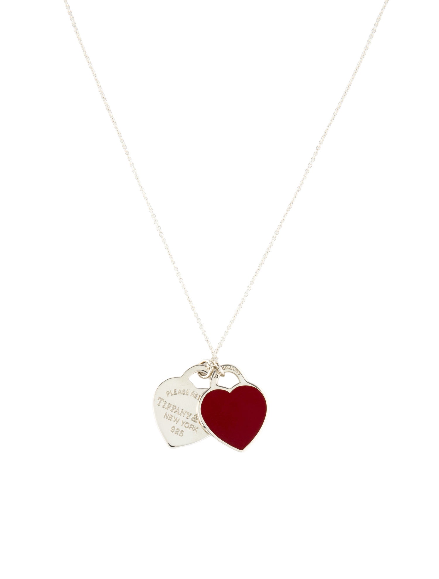 Tiffany & Co. Return to Tiffany Double Heart Enamel Pendant Necklace