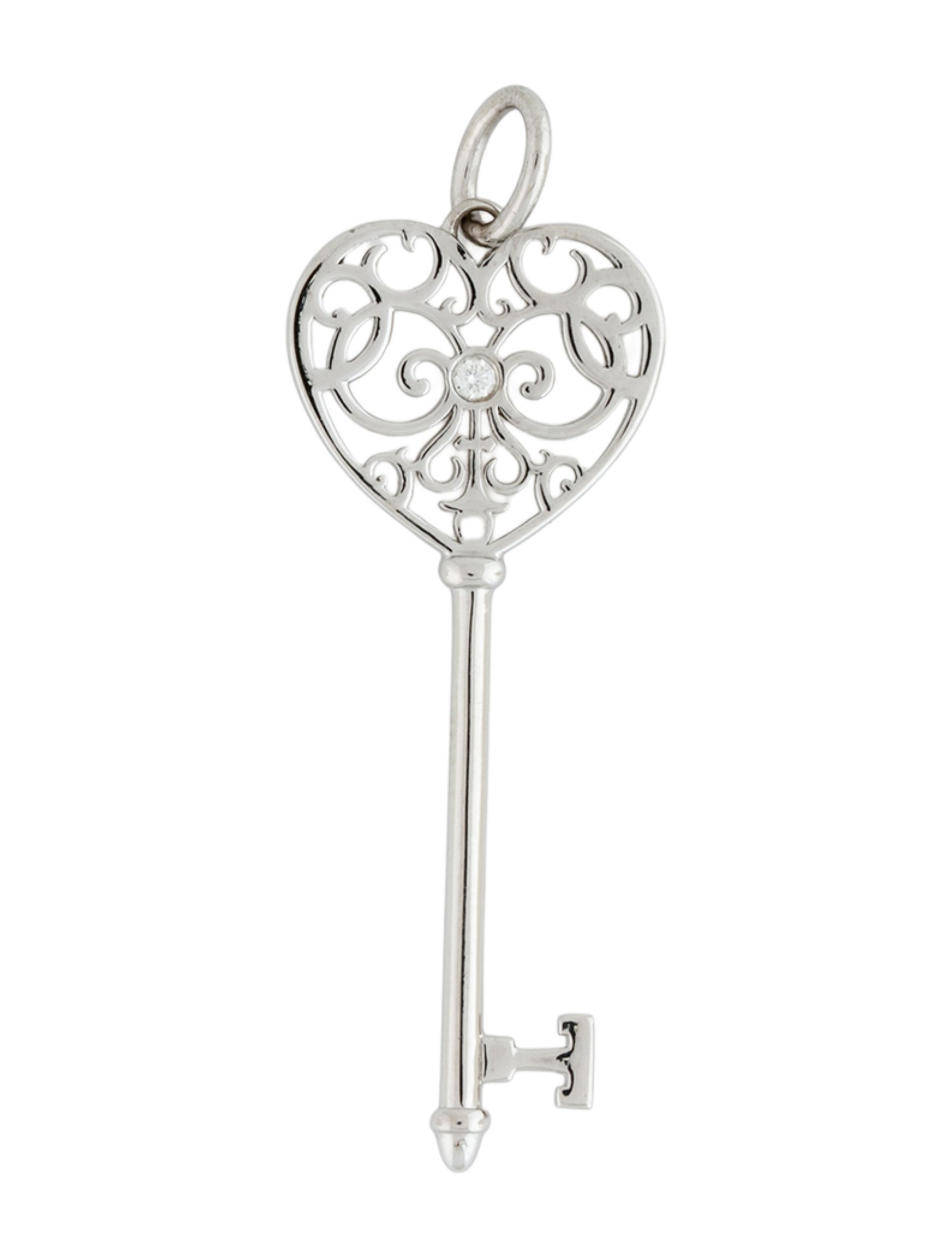 Tiffany & Co. 18K Diamond Enchant Heart Key Pendant