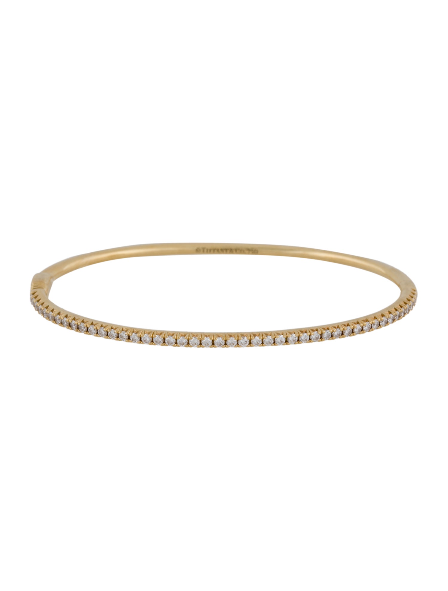 Tiffany & Co. 18K Diamond Metro Hinged Bangle Bracelet