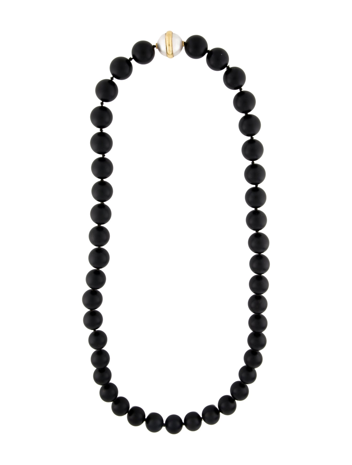 Tiffany & Co. Vintage 18K Pearl & Onyx Bead Strand Necklace