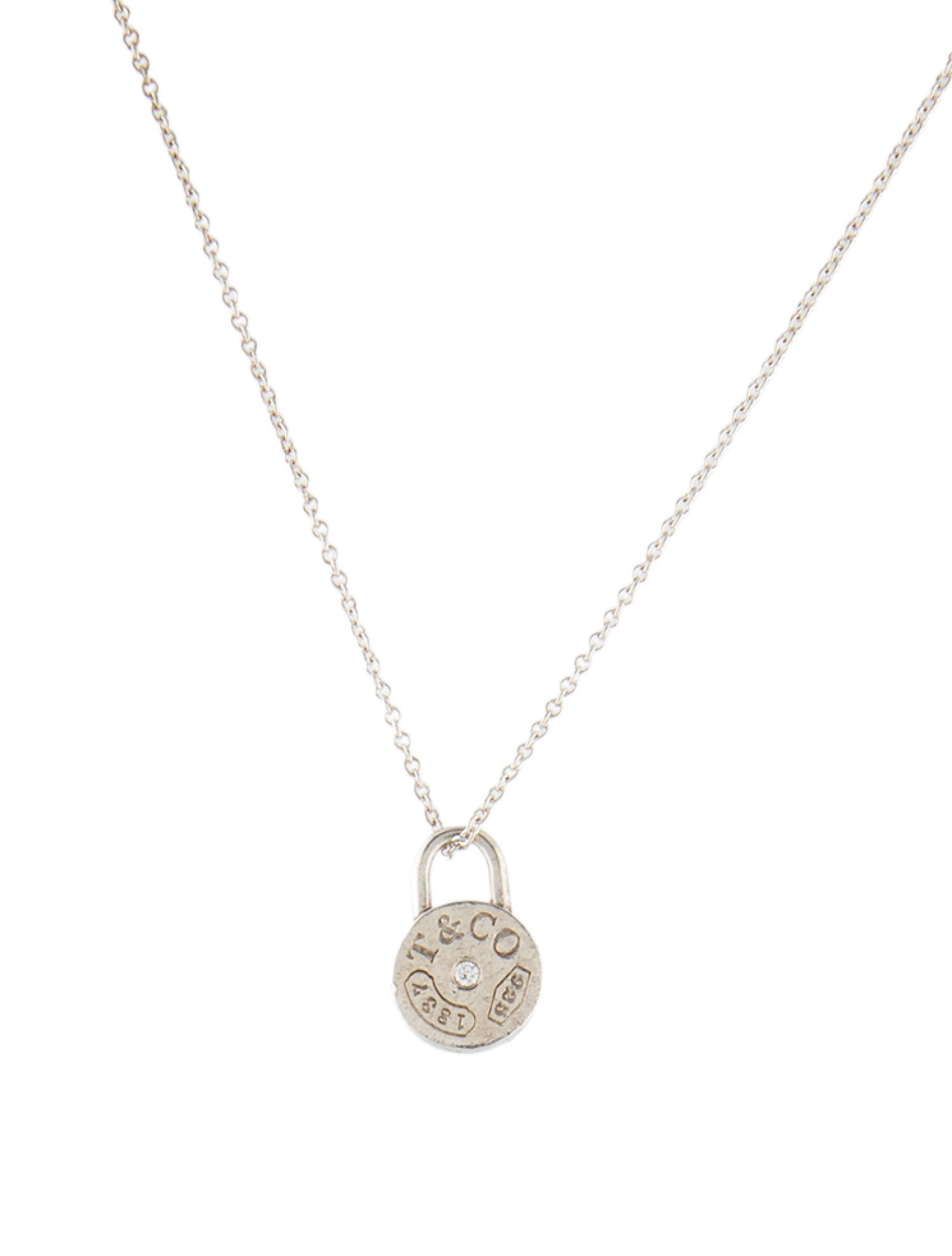 Tiffany & Co. Diamond 1837 Lock Pendant Necklace