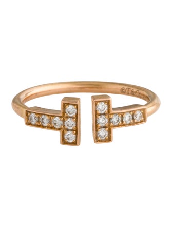 Tiffany & Co. 18K Diamond T Wire Ring