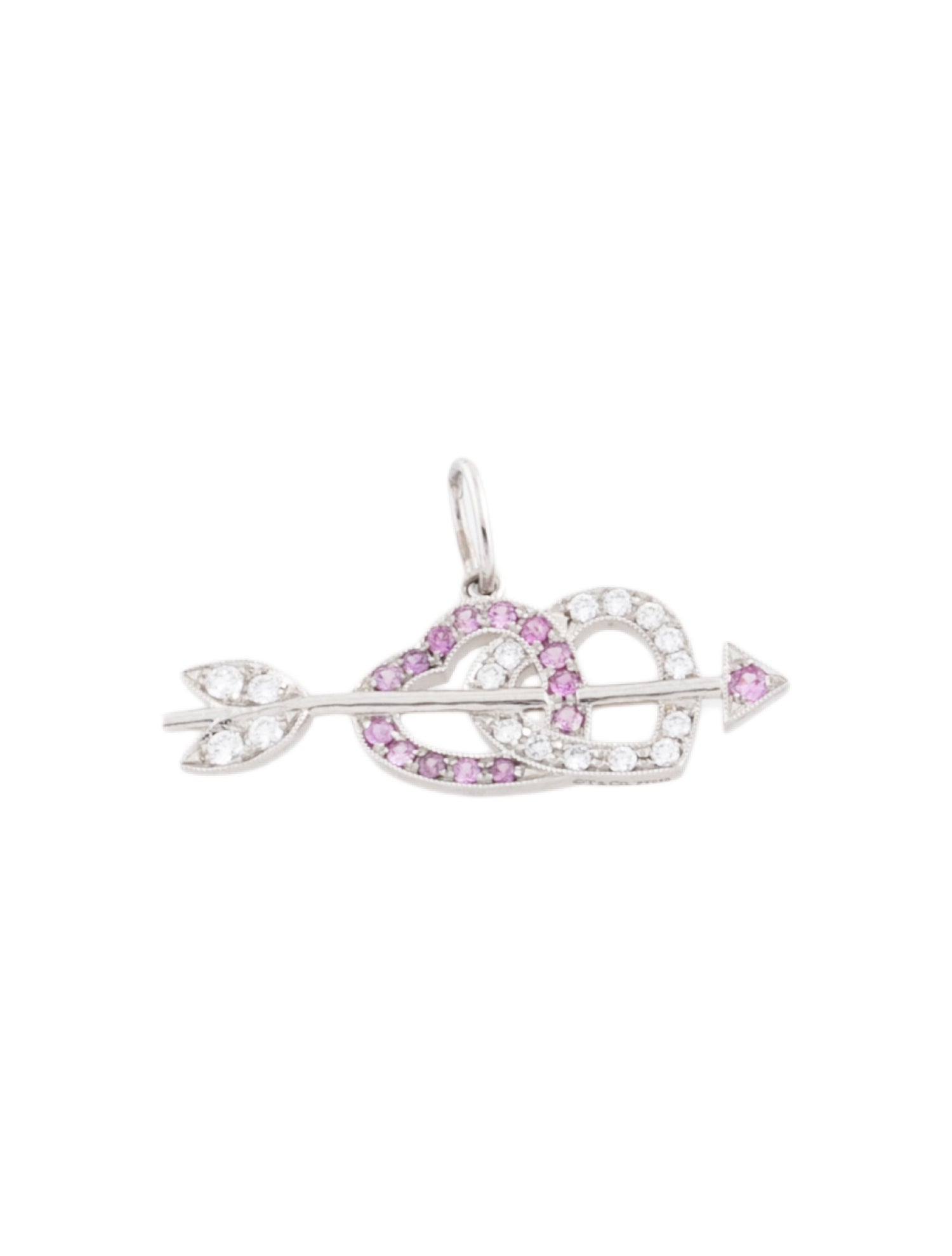 Tiffany & Co. Platinum Pink Sapphire & Diamond Heart & Arrow Charm