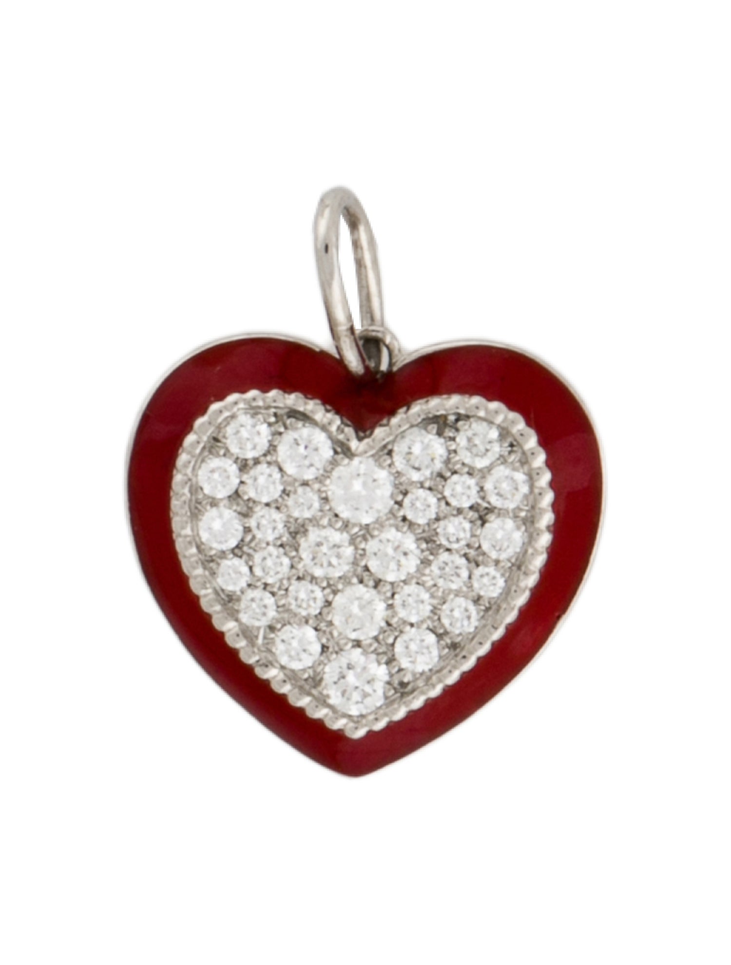 Tiffany & Co. Platinum Enamel & Diamond Heart Charm