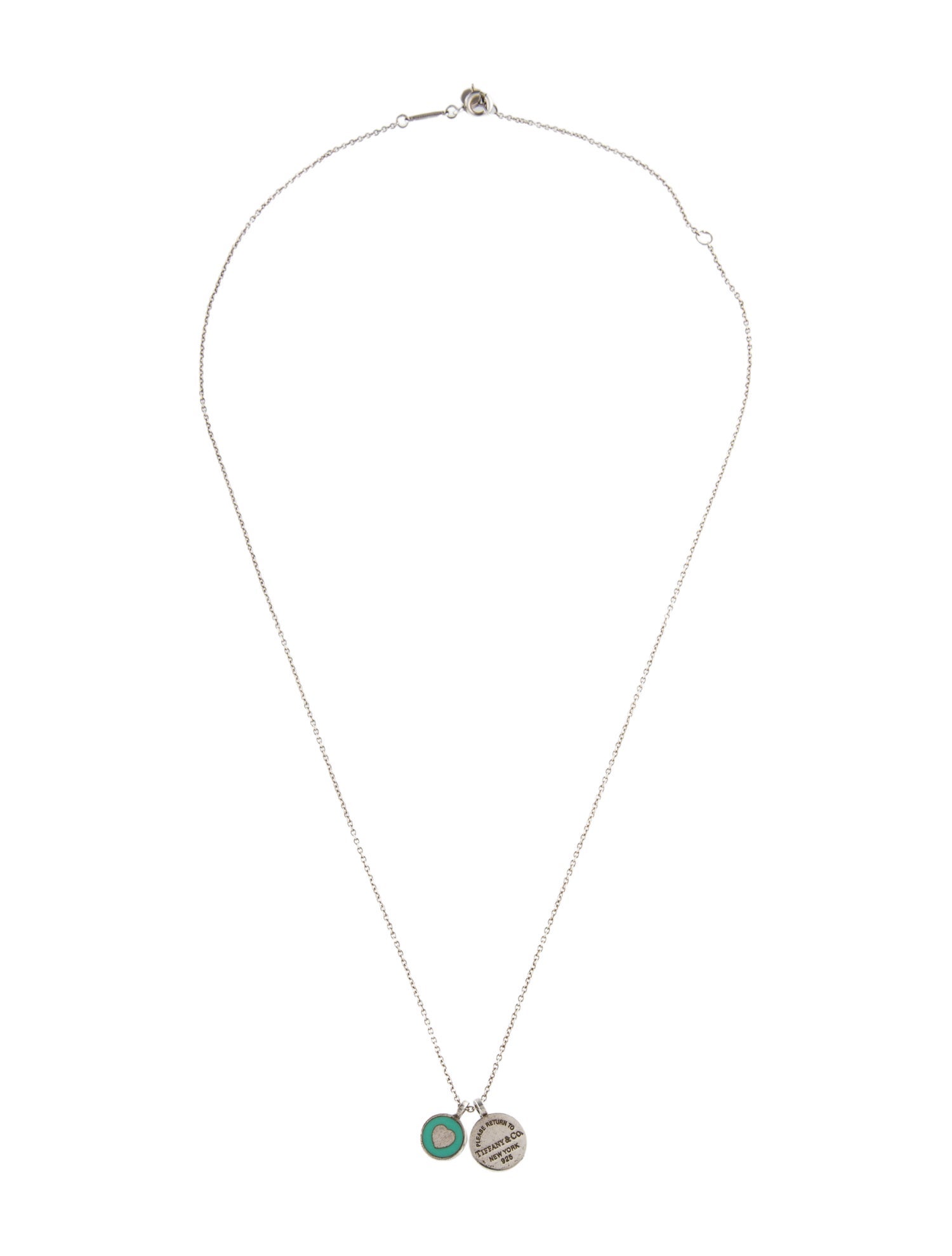 Tiffany & Co. Enamel Heart Round Tag Mini Pendant Necklace