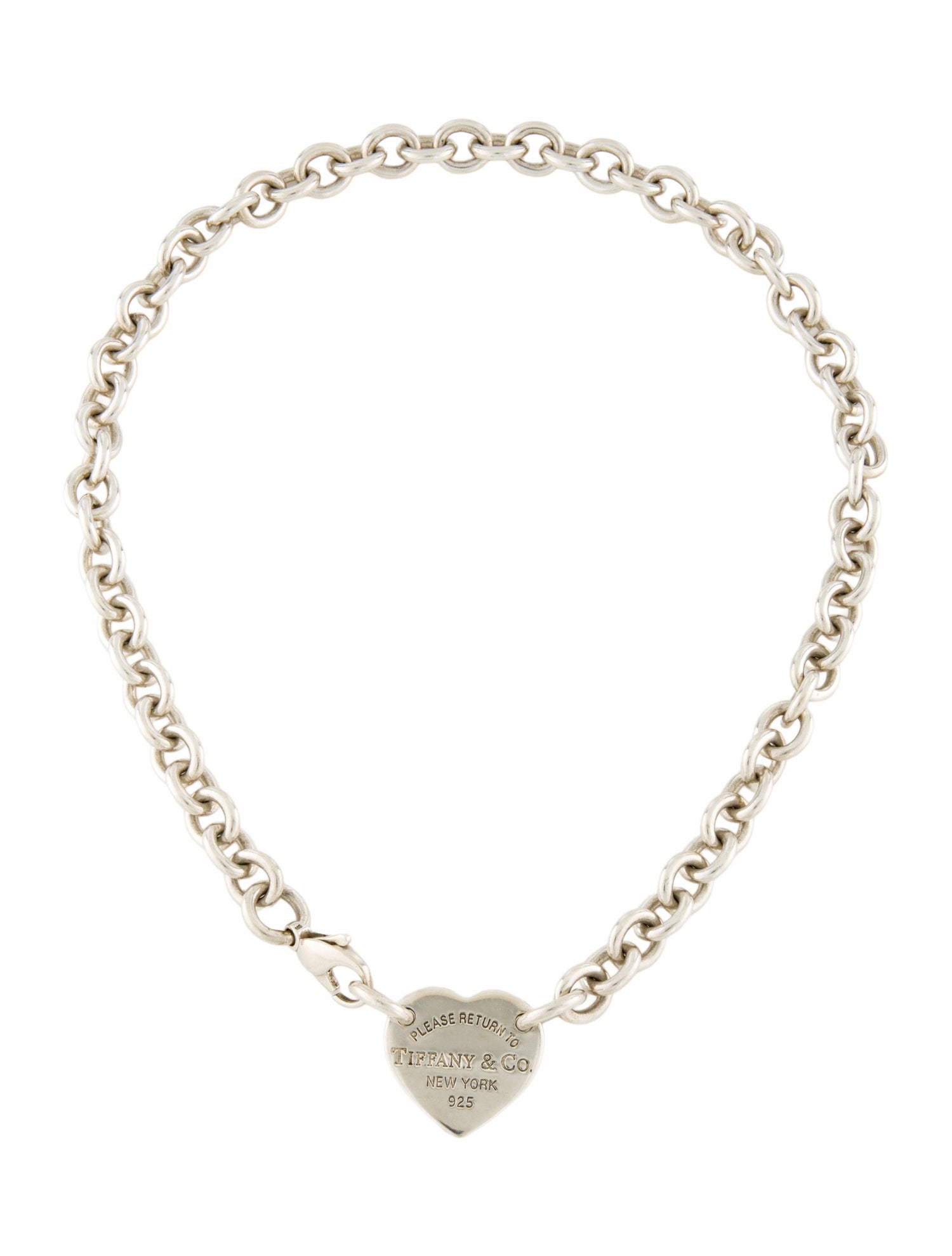 Tiffany & Co. Heart Tag Chain Link Choker Necklace